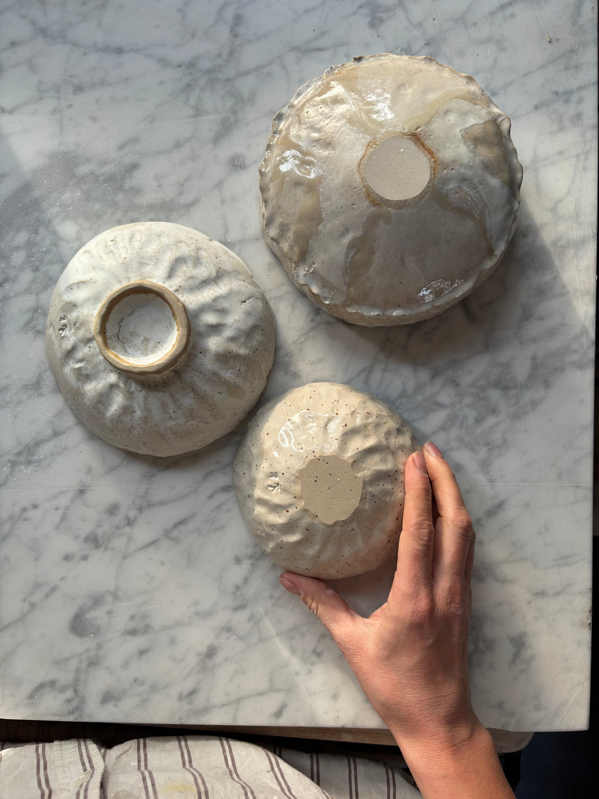 Ceramiczny Zestaw 3 misek na Przekąski Earth Tones White
