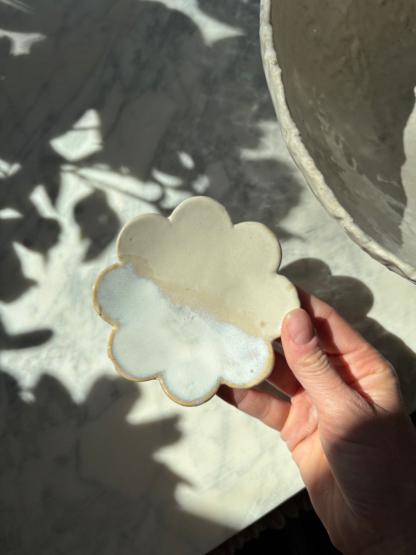 Ceramiczna Okrągła Misa na Sałaty XL Rustic Pearl White