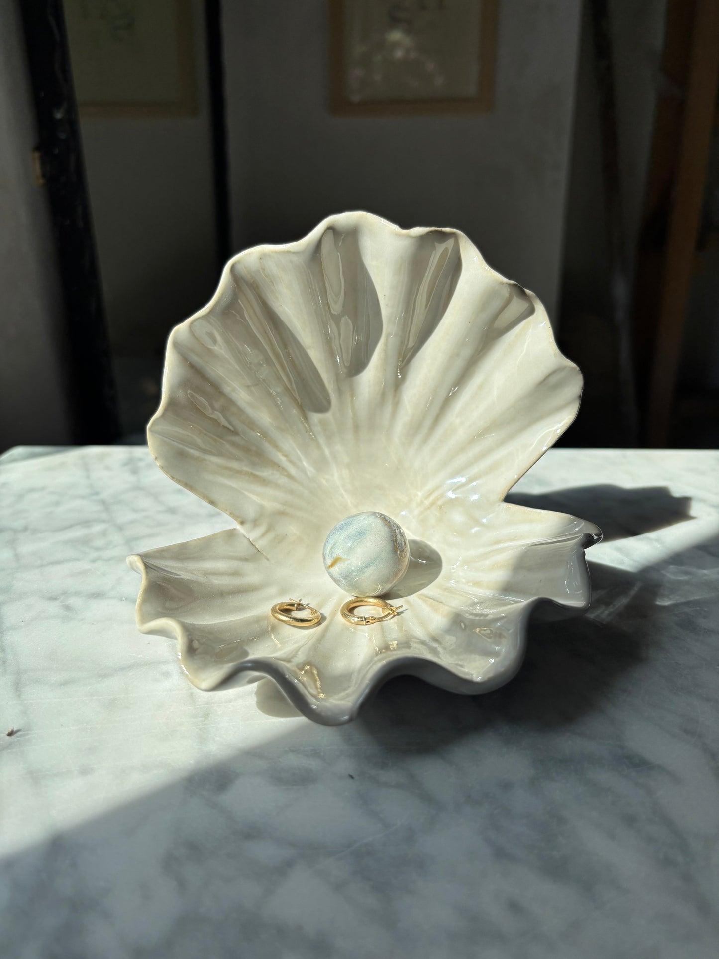 OUTLET Muszla Skarbiec na Biżuterię Pearl White