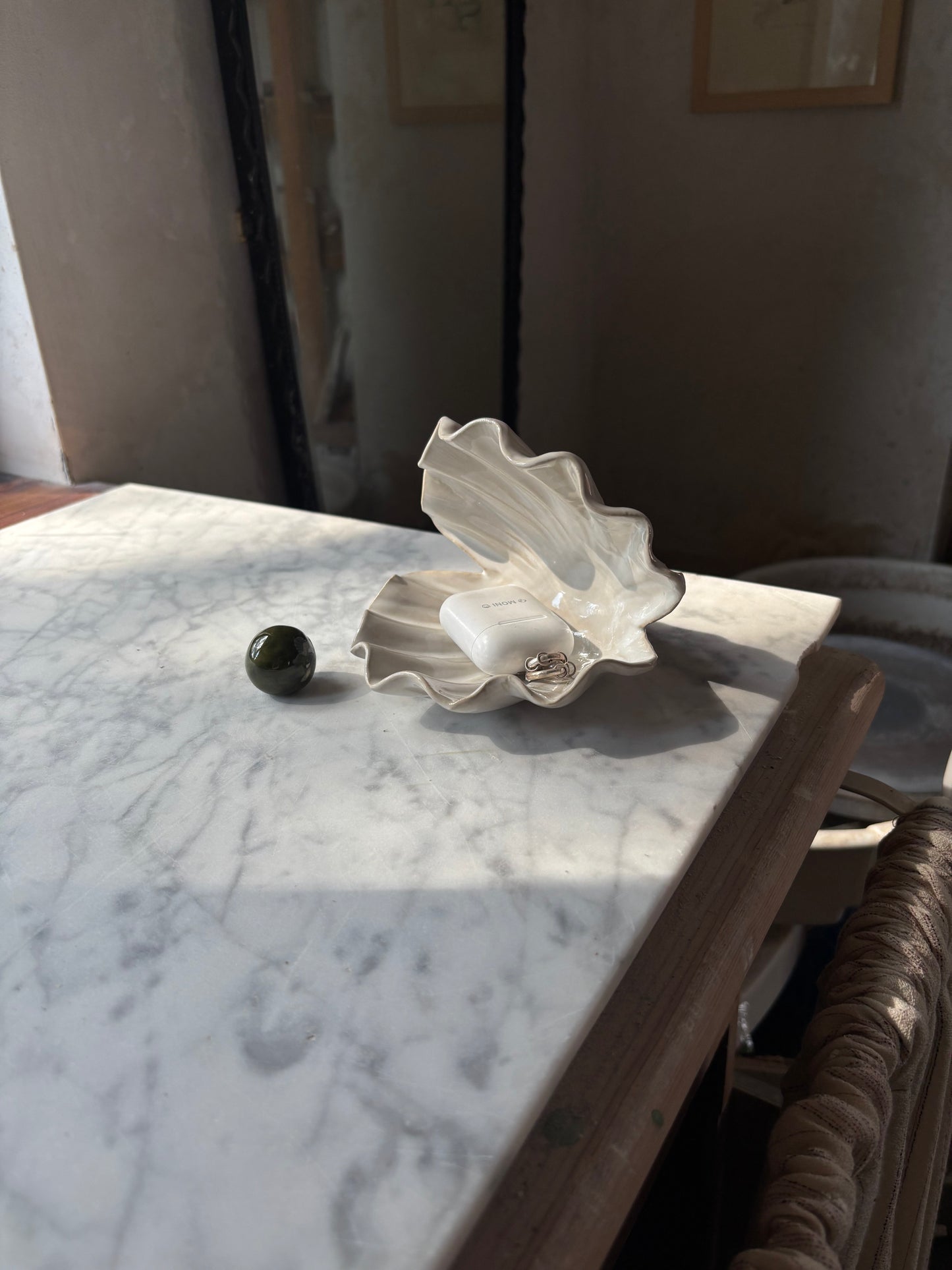 Muszla Skarbiec na Biżuterię Pearl White