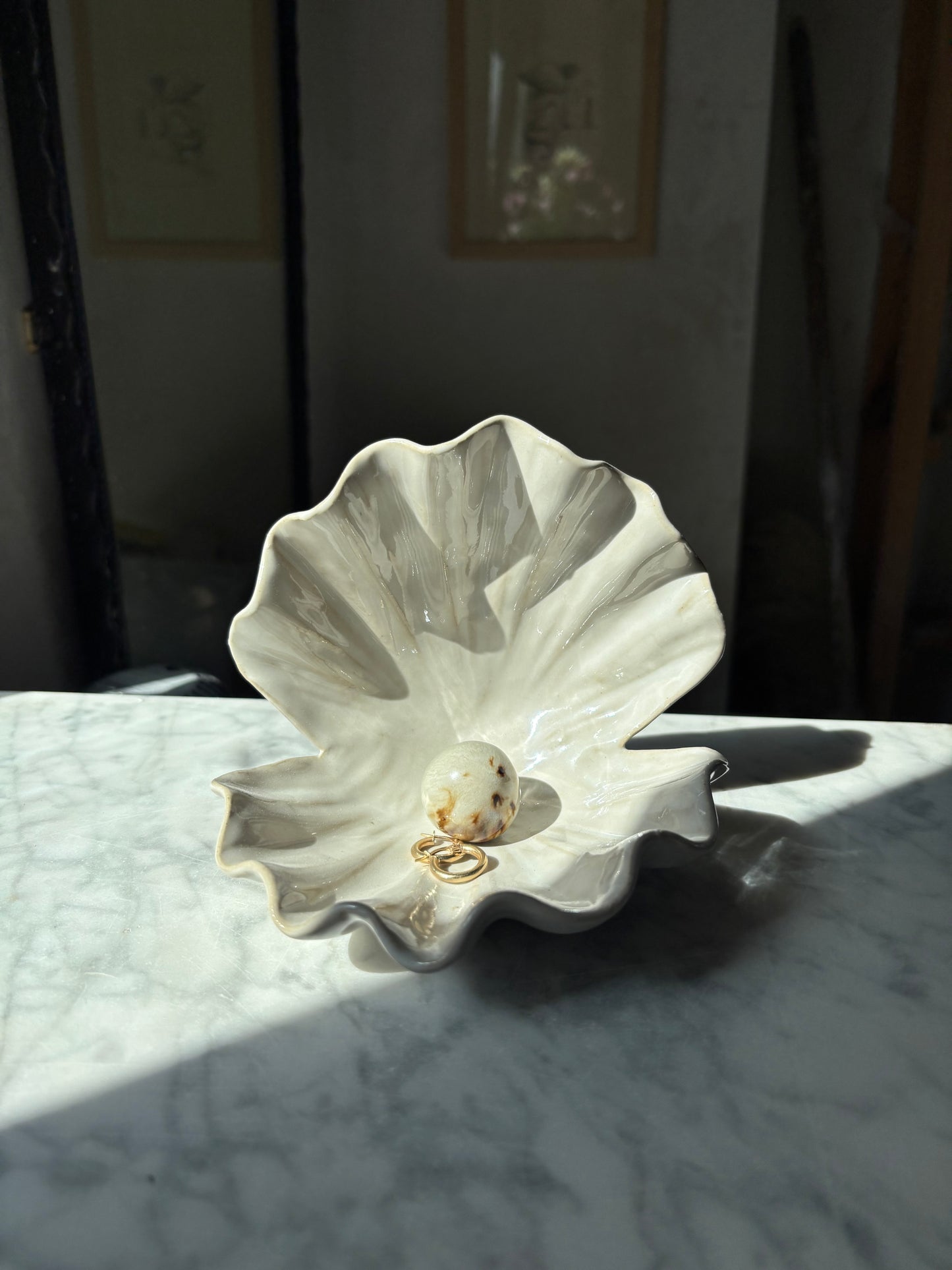 Muszla Skarbiec na Biżuterię Pearl White