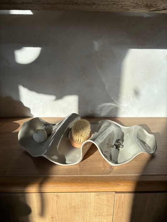 Ceramiczna Patera  Fala XXL na Przekąski Pearl White