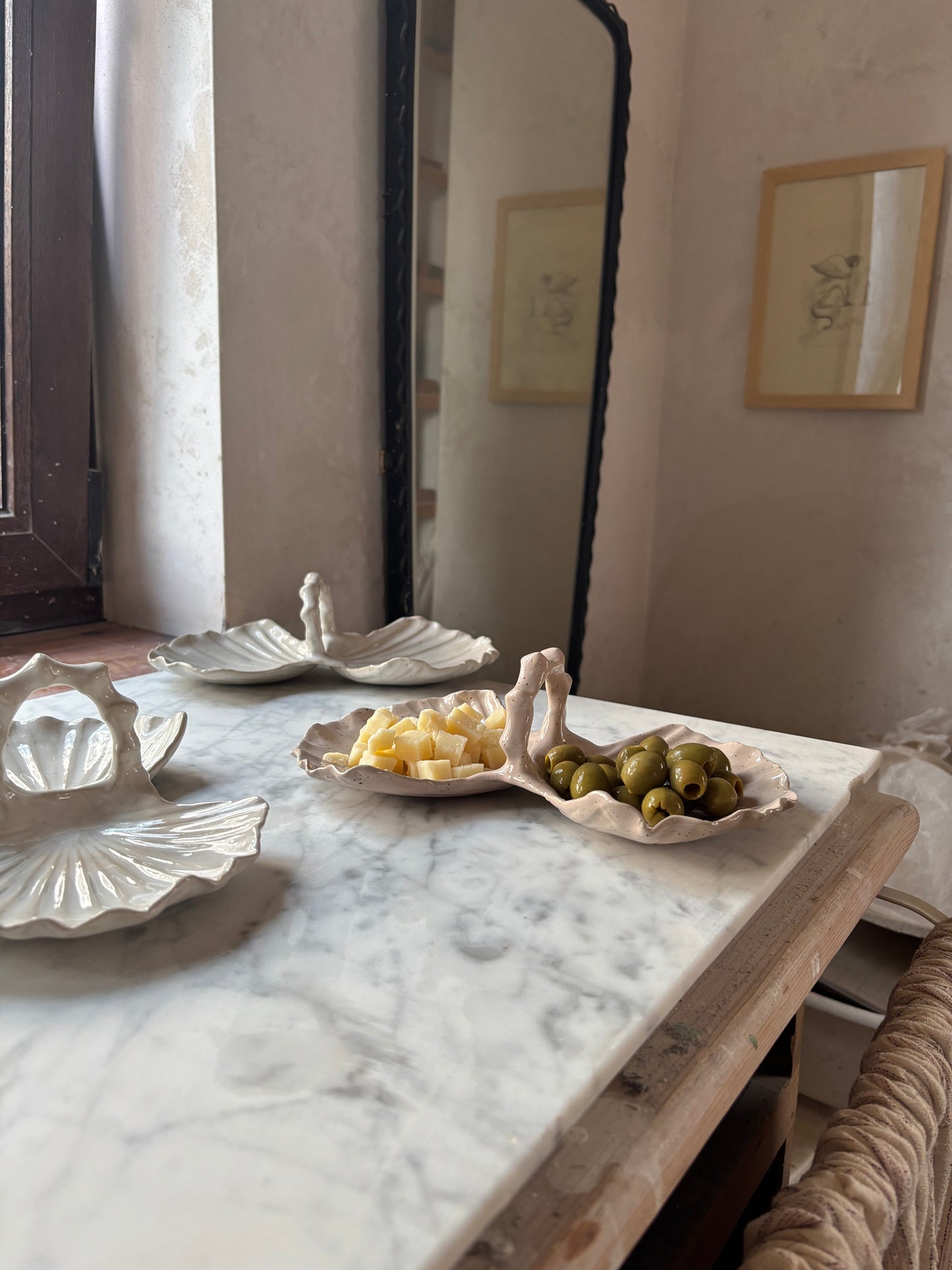 Ceramiczny Talerzyk Podwójna Muszla na Przekąski Freckled Lilac