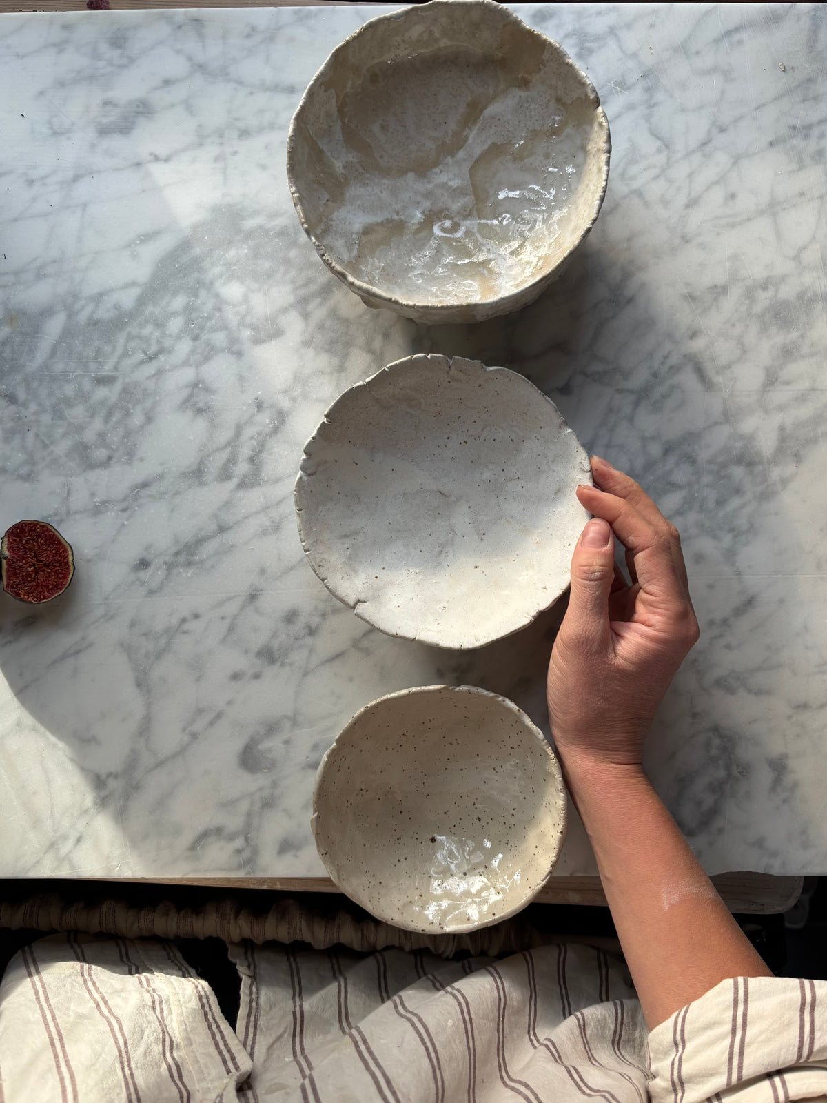 Ceramiczny Zestaw 3 misek na Przekąski Earth Tones White