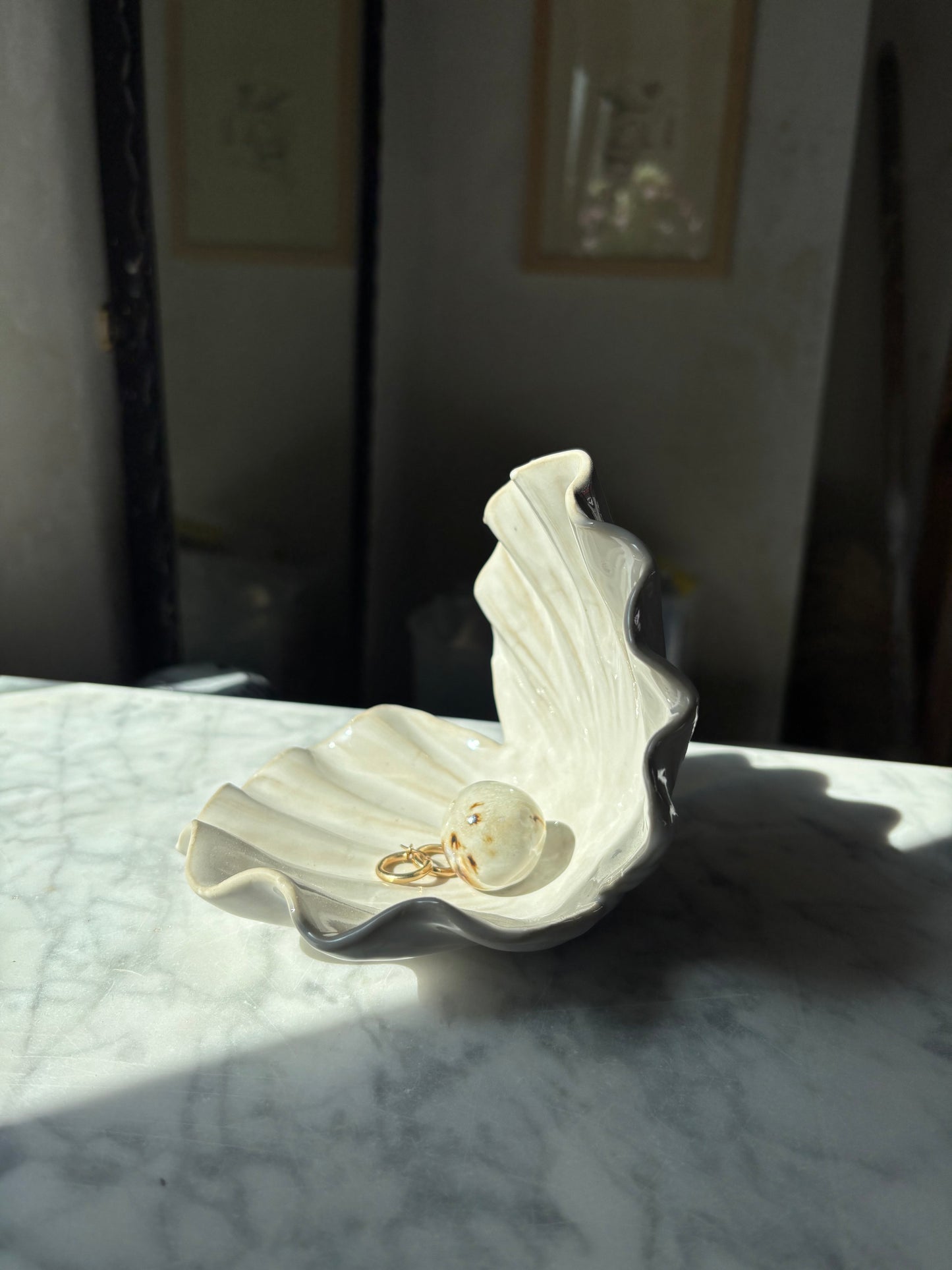 Muszla Skarbiec na Biżuterię Pearl White