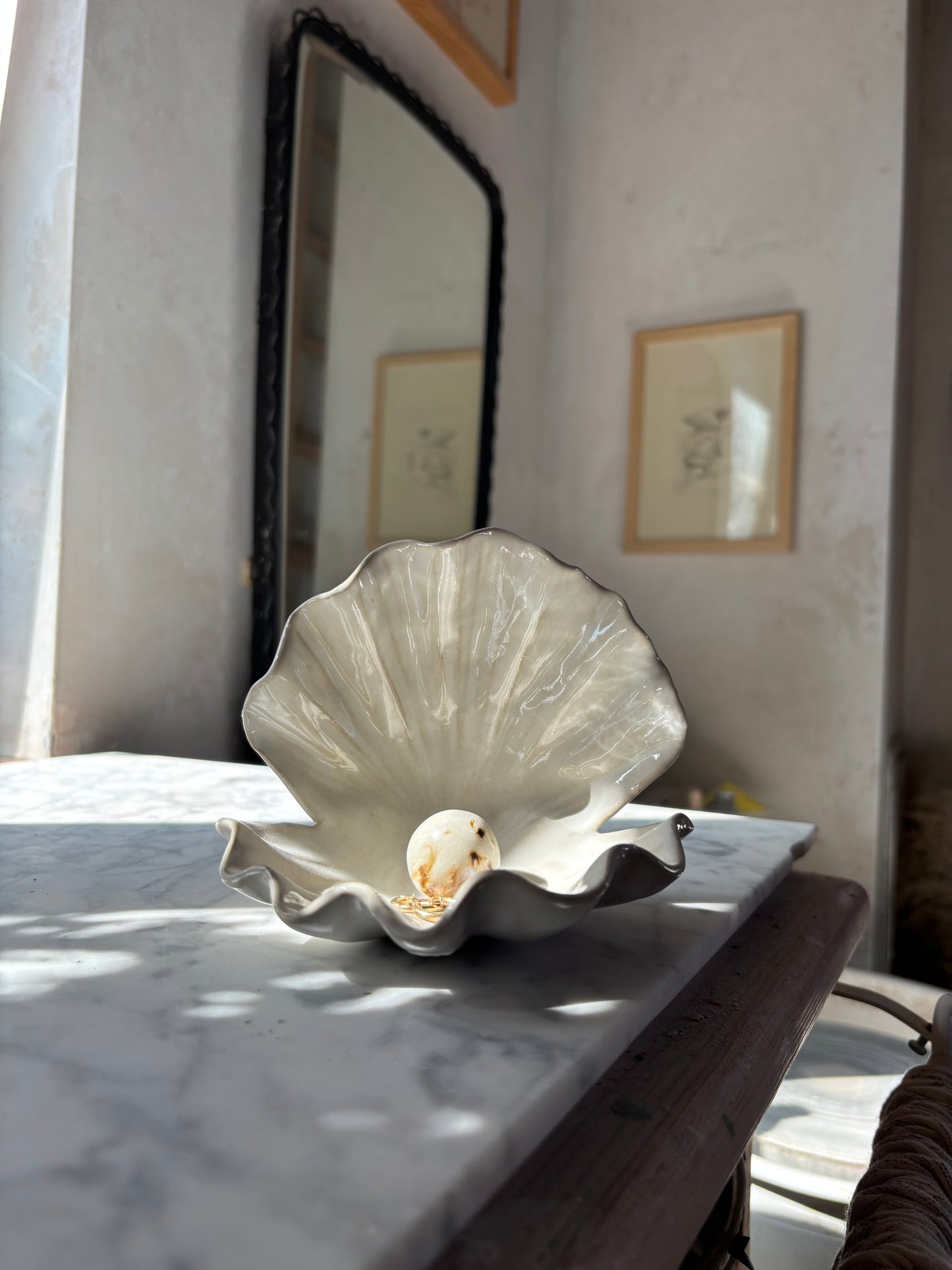 Muszla Skarbiec na Biżuterię Pearl White