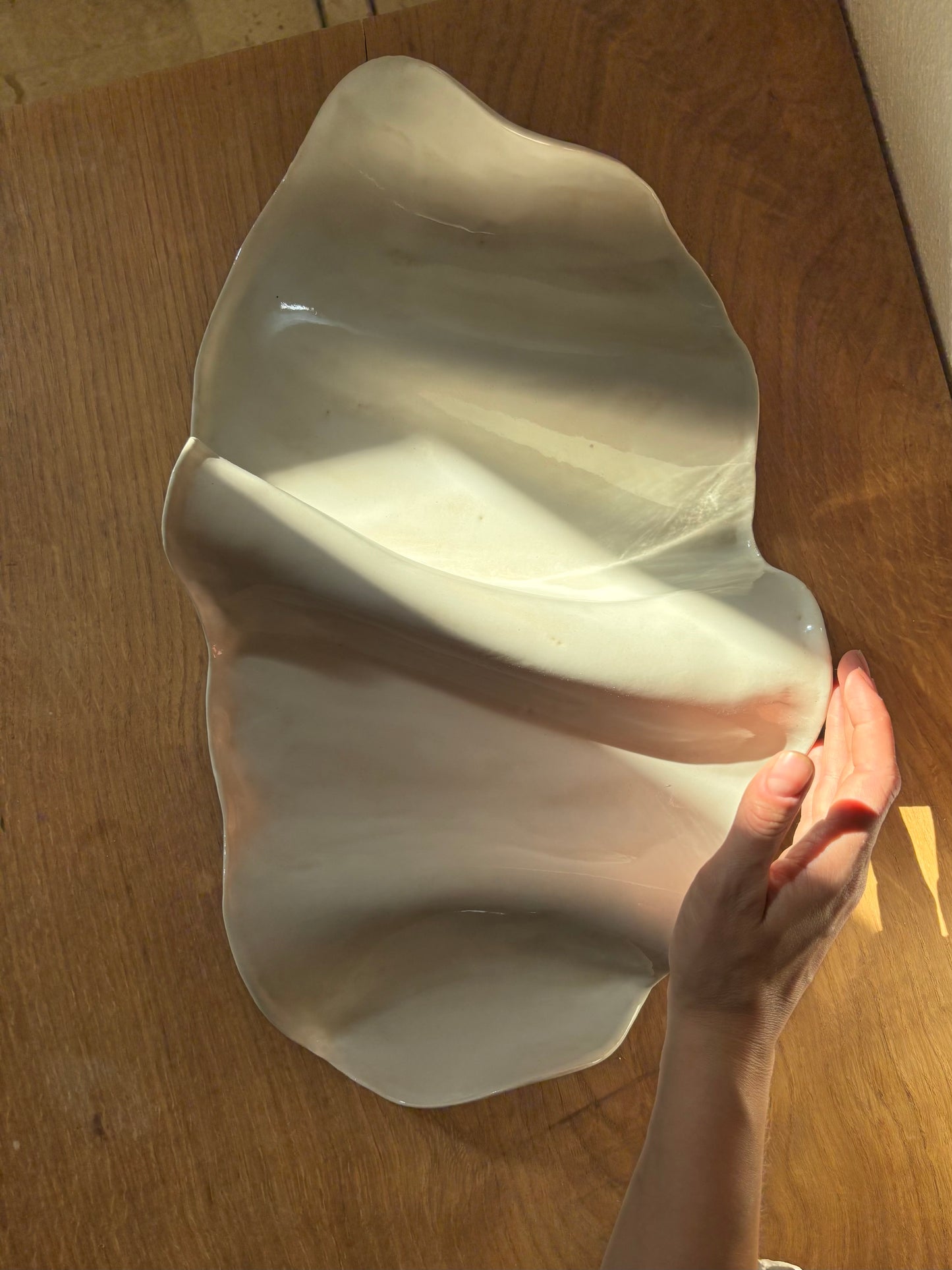 Ceramiczna Patera  Fala XXL na Przekąski Pearl White