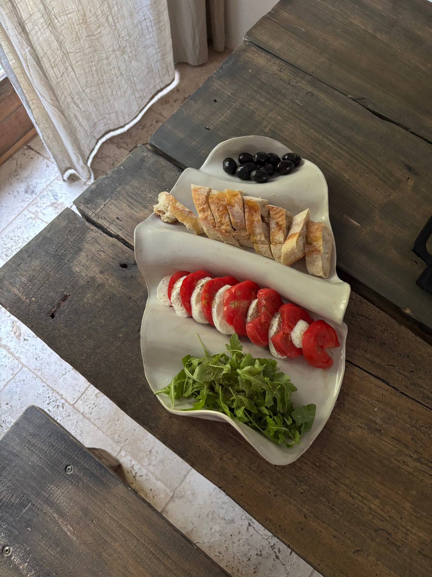 Ceramiczna Patera  Fala XXL na Przekąski Pearl White