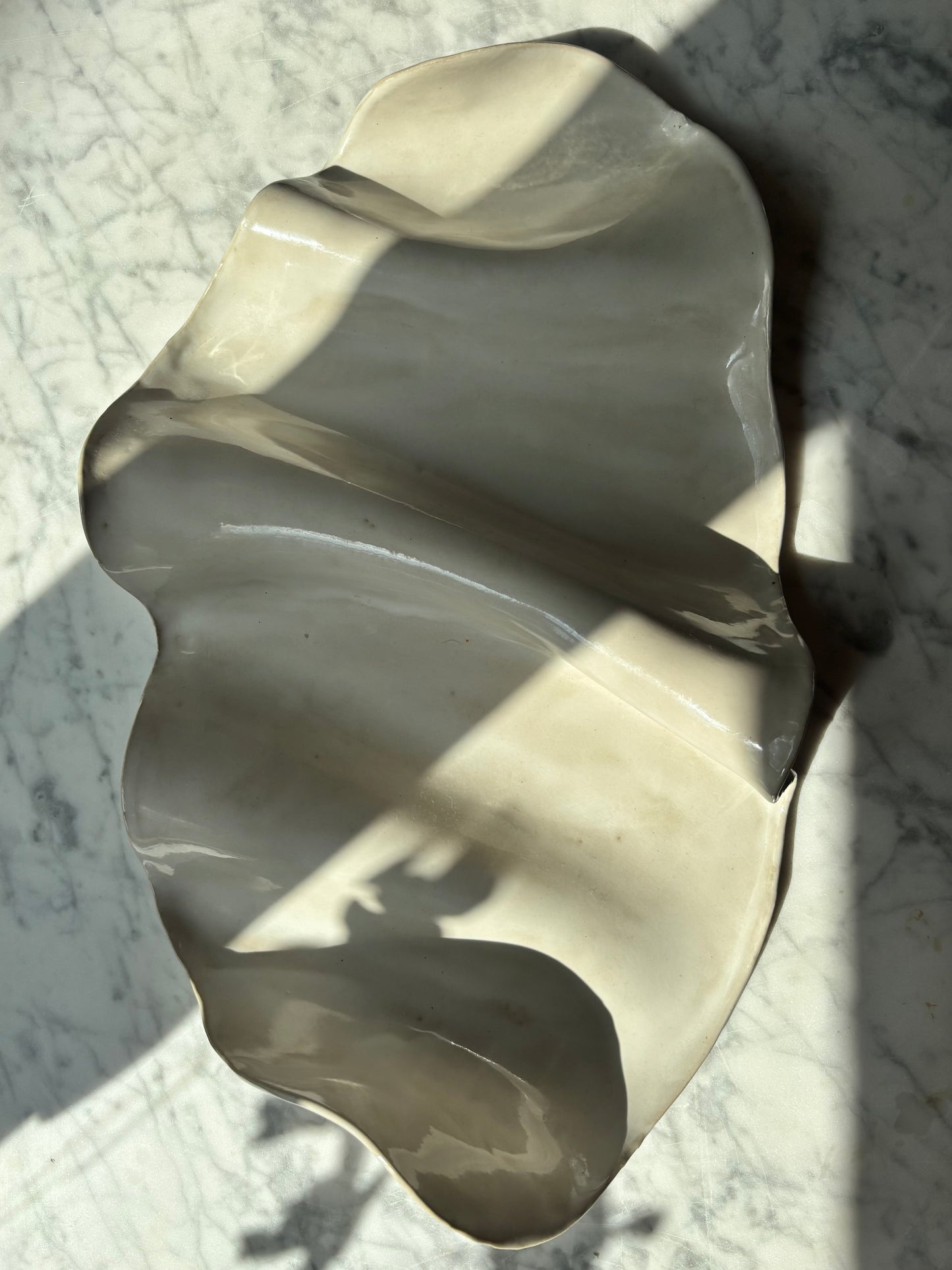 Ceramiczna Patera  Fala XXL na Przekąski Pearl White