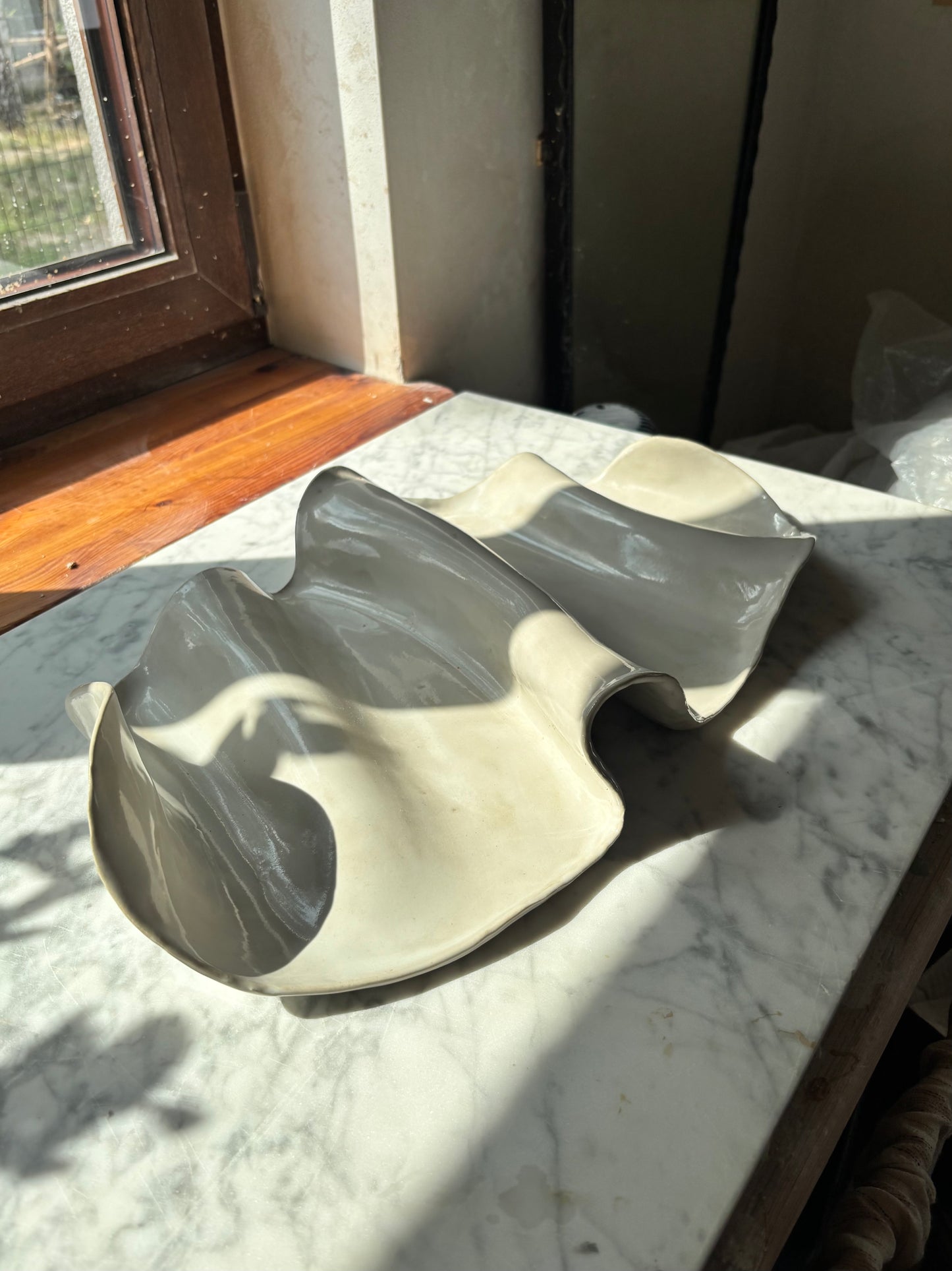 Ceramiczna Patera  Fala XXL na Przekąski Pearl White