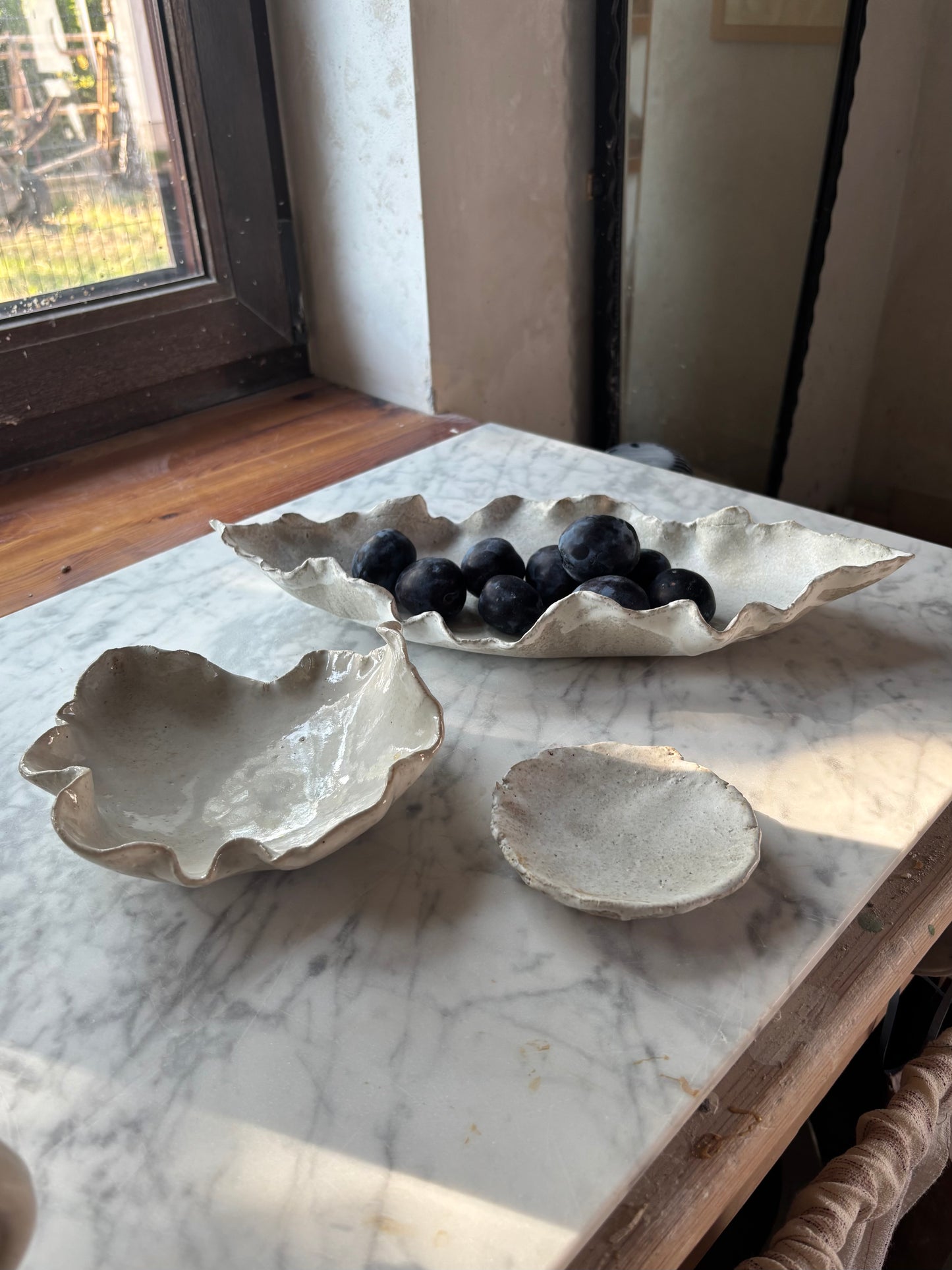 Ceramiczny Zestaw Patera L i 2 miseczki na Przekąski