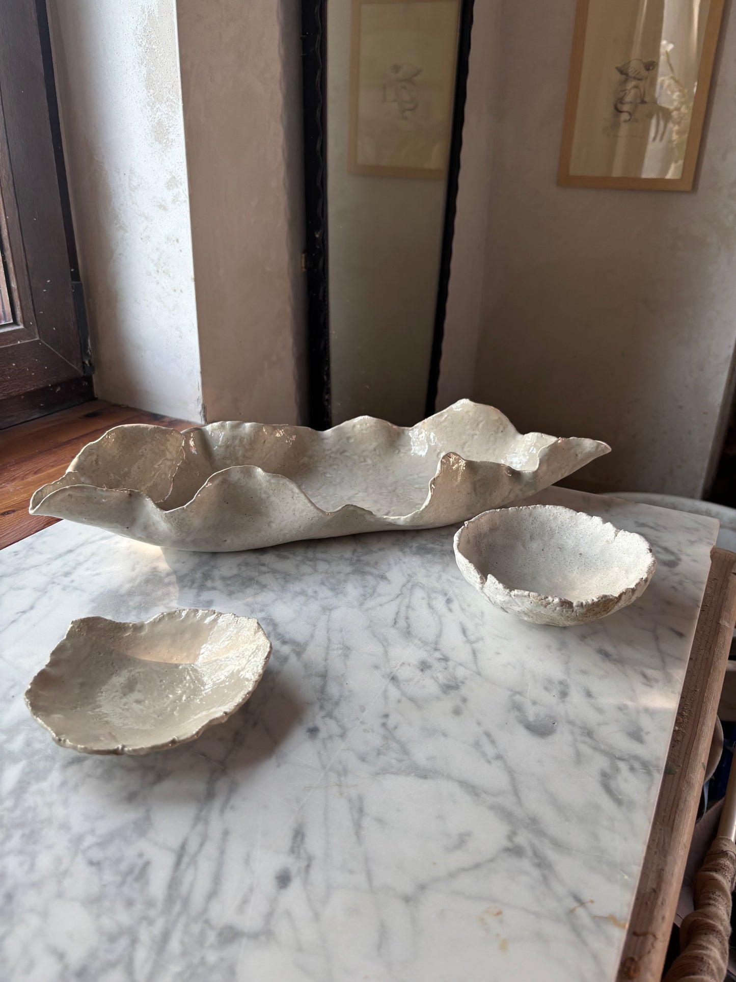 Ceramiczny Zestaw Patera XXL i 2 miseczki na Przekąski