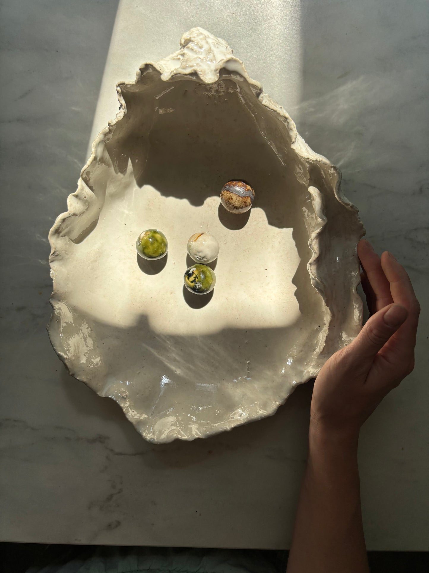 Ceramiczna Patera Ostryga XXL Pearl White