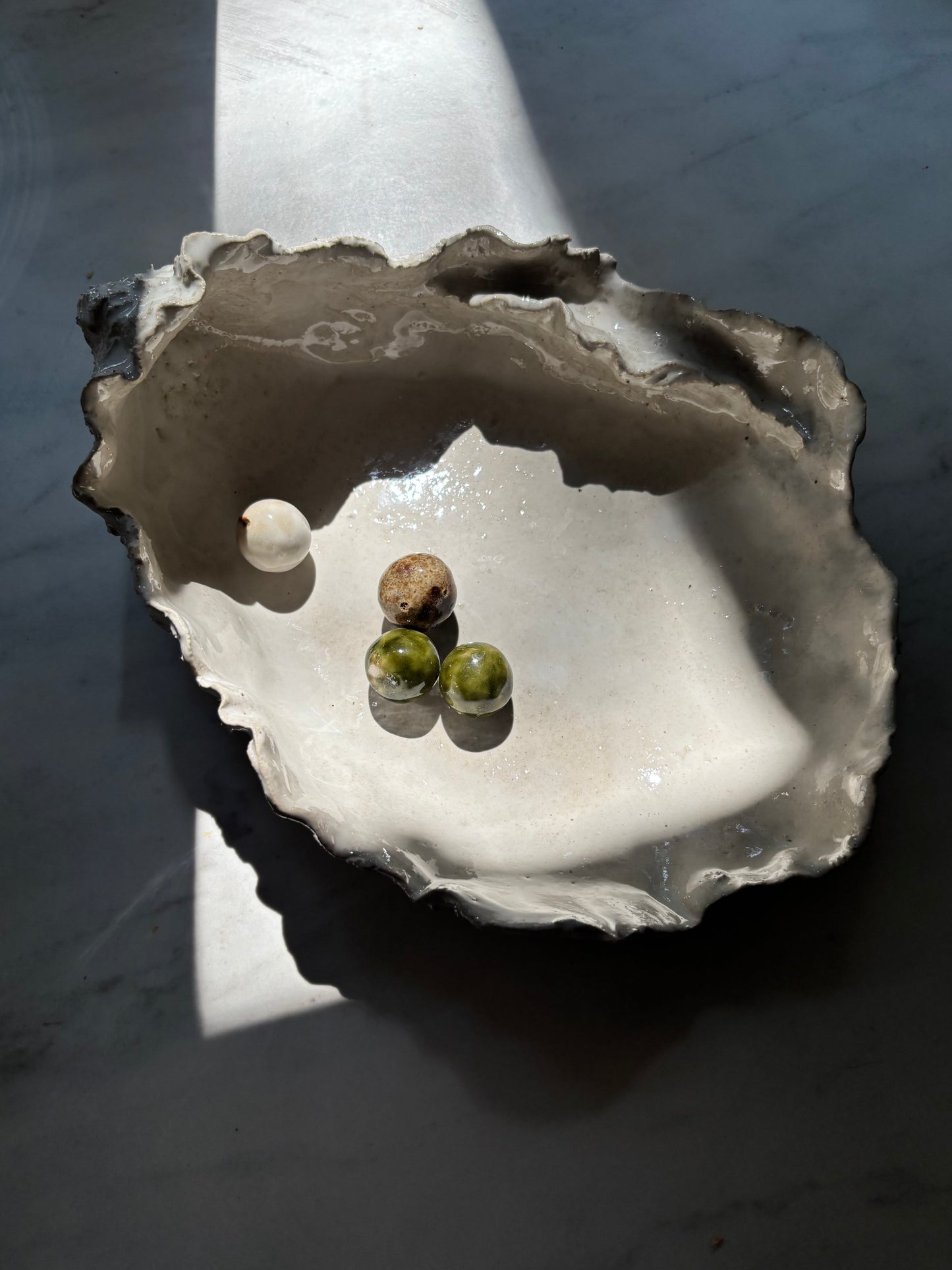 Ceramiczna Patera Ostryga XXL Pearl White
