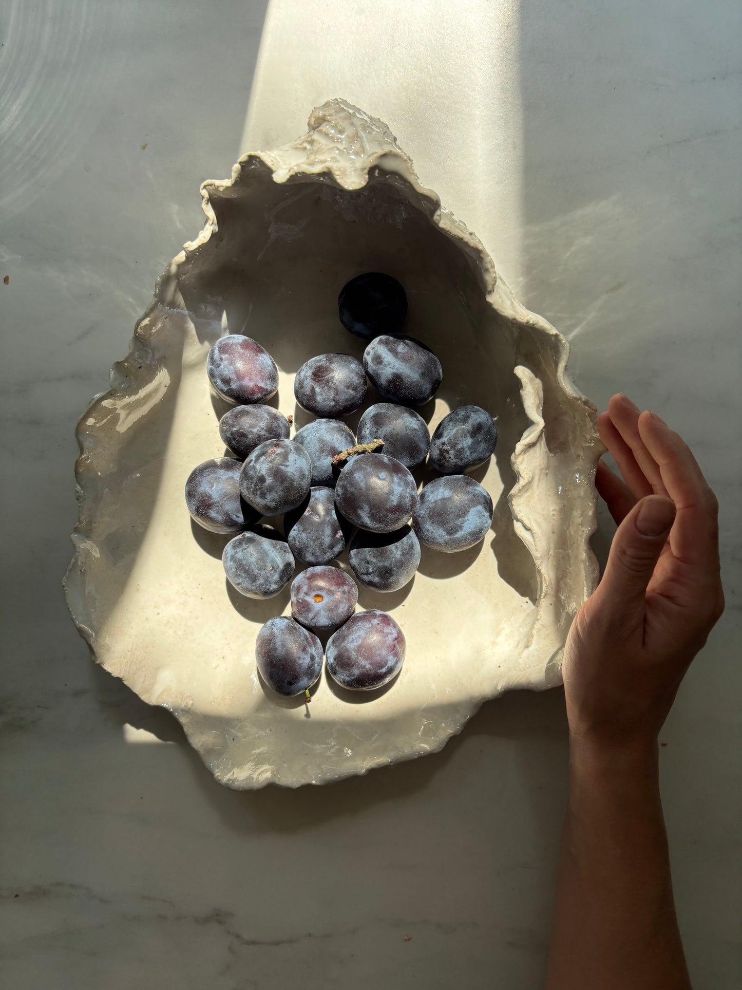Ceramiczna Patera Ostryga XXL Pearl White