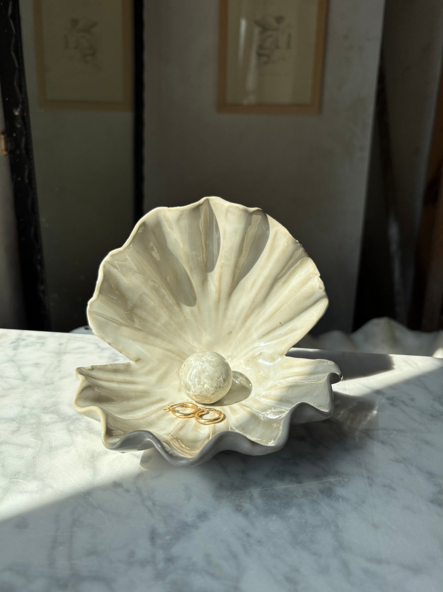 Muszla Skarbiec na Biżuterię Pearl White