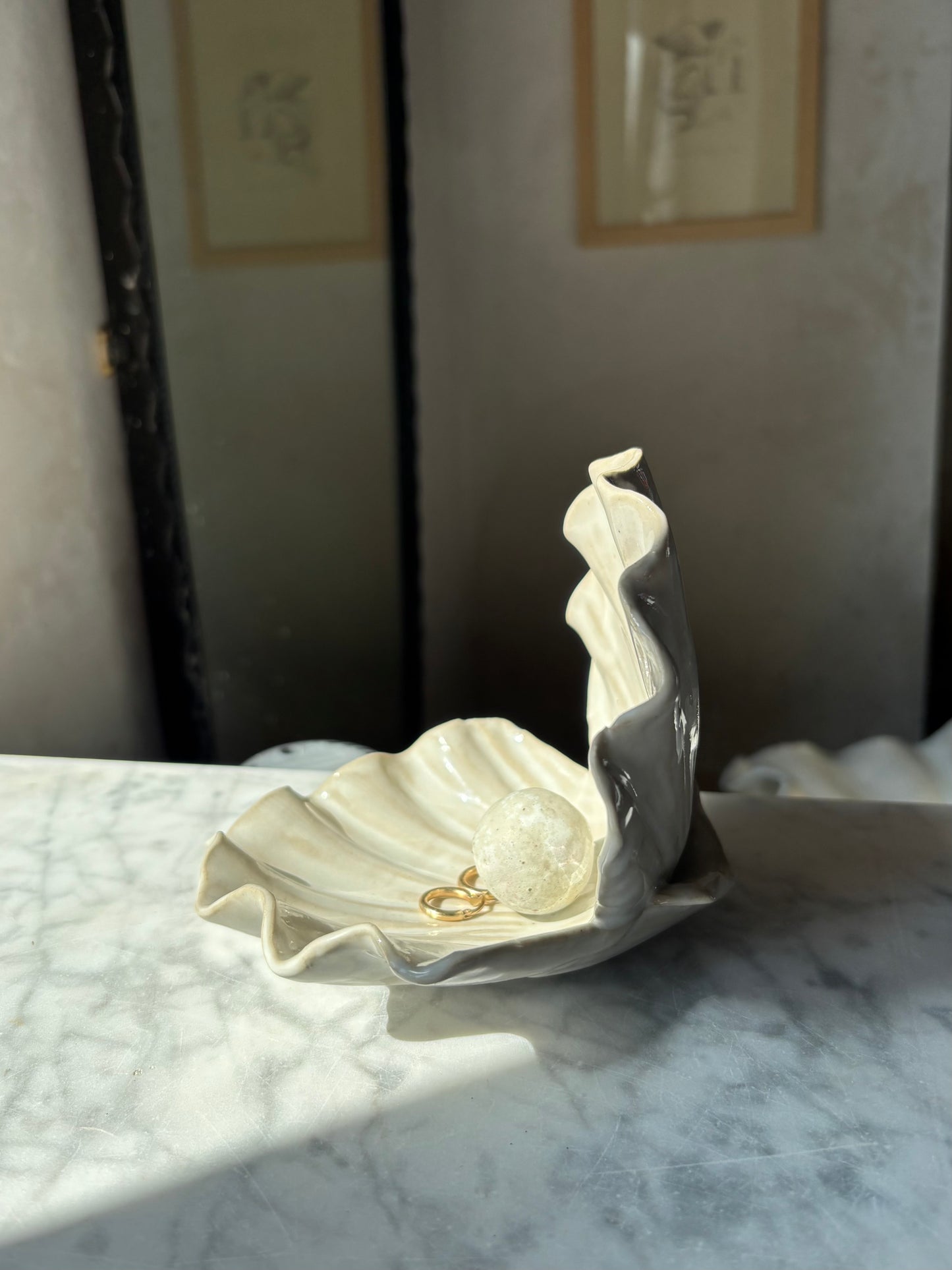 Muszla Skarbiec na Biżuterię Pearl White