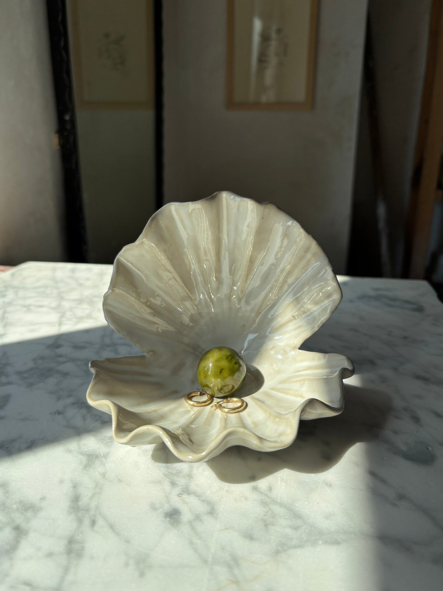 Muszla Skarbiec na Biżuterię Pearl White