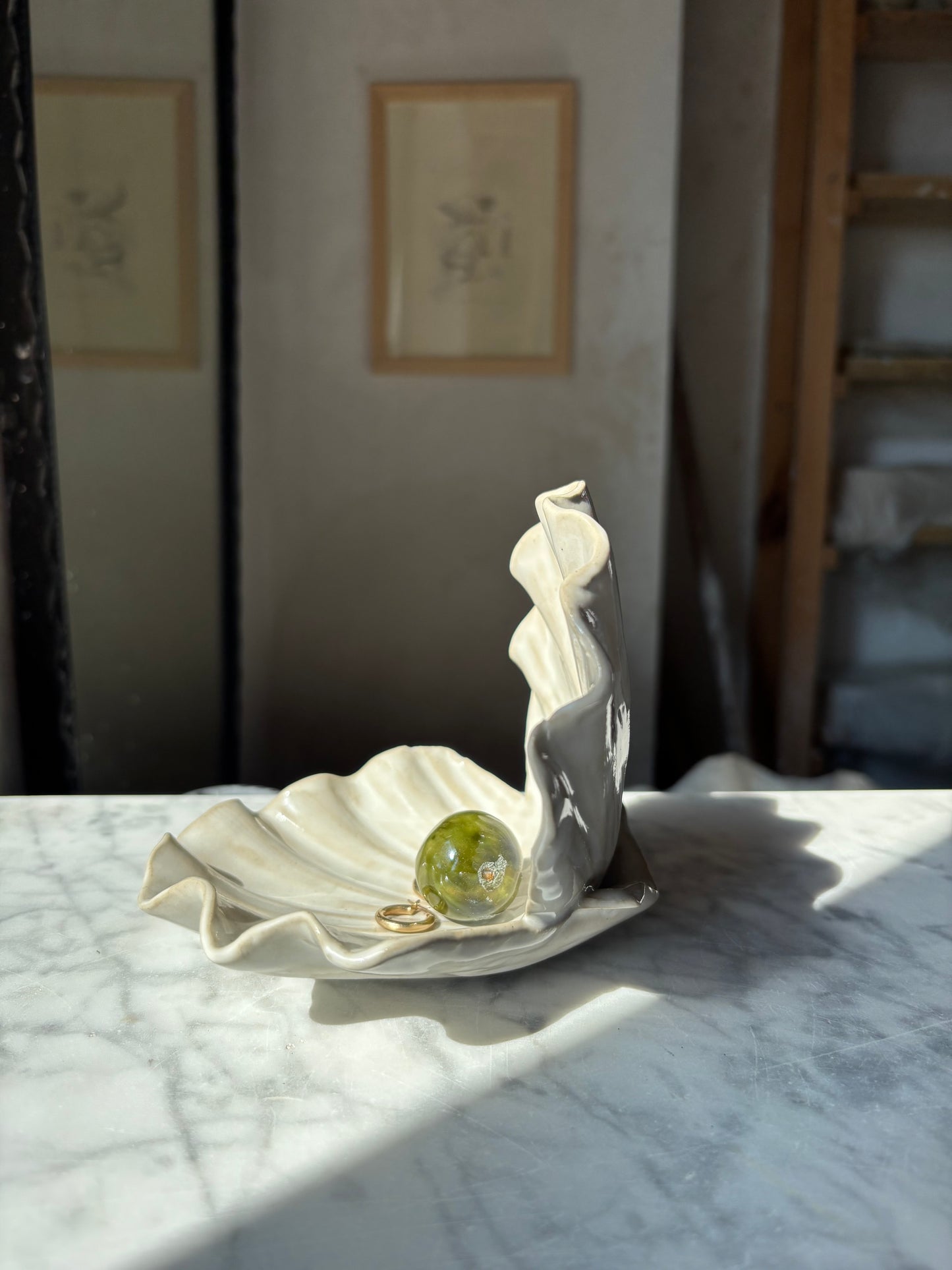 Muszla Skarbiec na Biżuterię Pearl White
