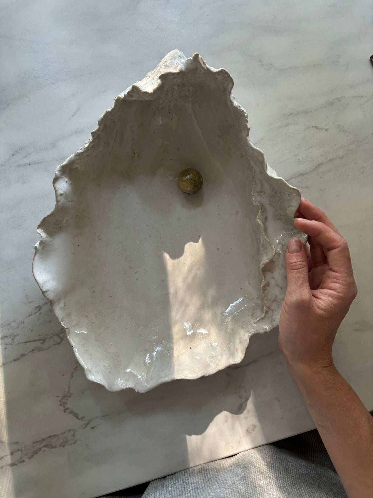 Ceramiczna Patera Ostryga XXL Organic Pearl White