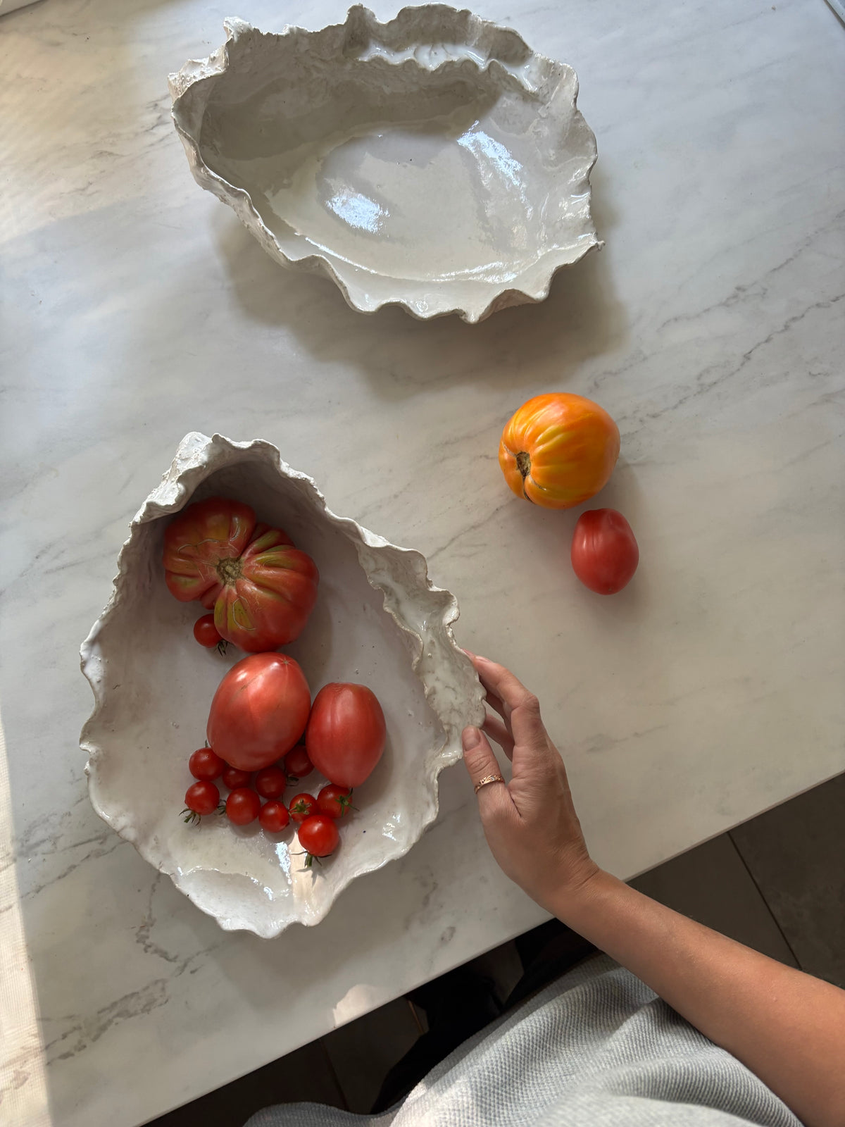 Ceramiczna Patera Ostryga XXL Organic Pearl White