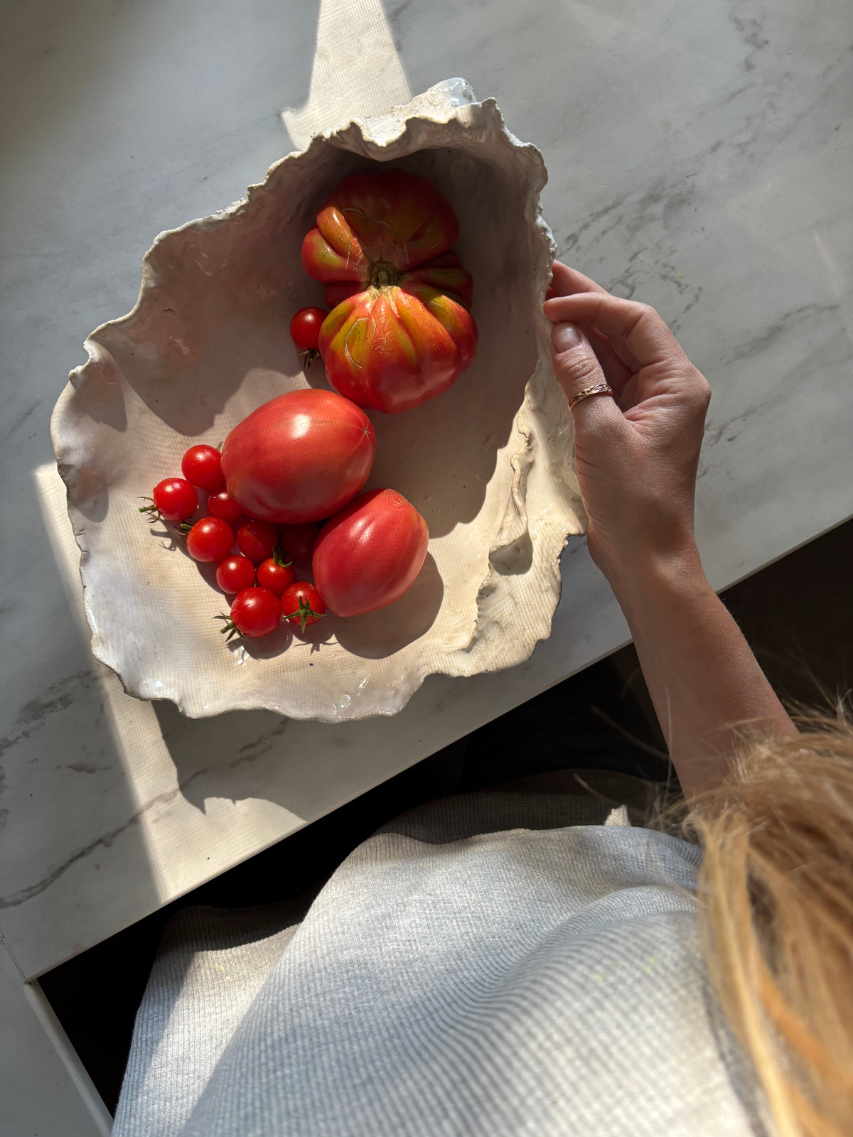 Ceramiczna Patera Ostryga XXL Organic Pearl White
