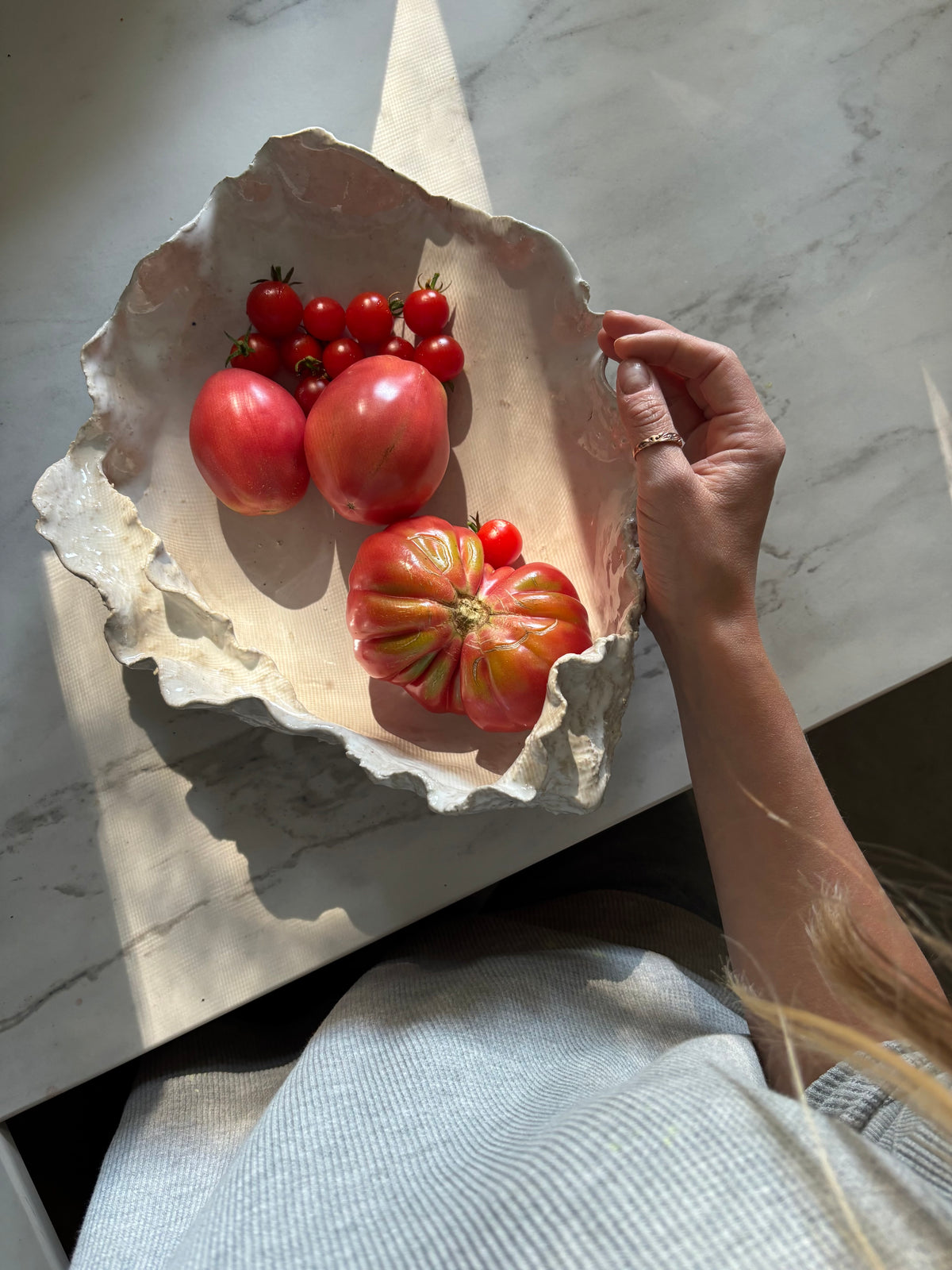 Ceramiczna Patera Ostryga XXL Organic Pearl White