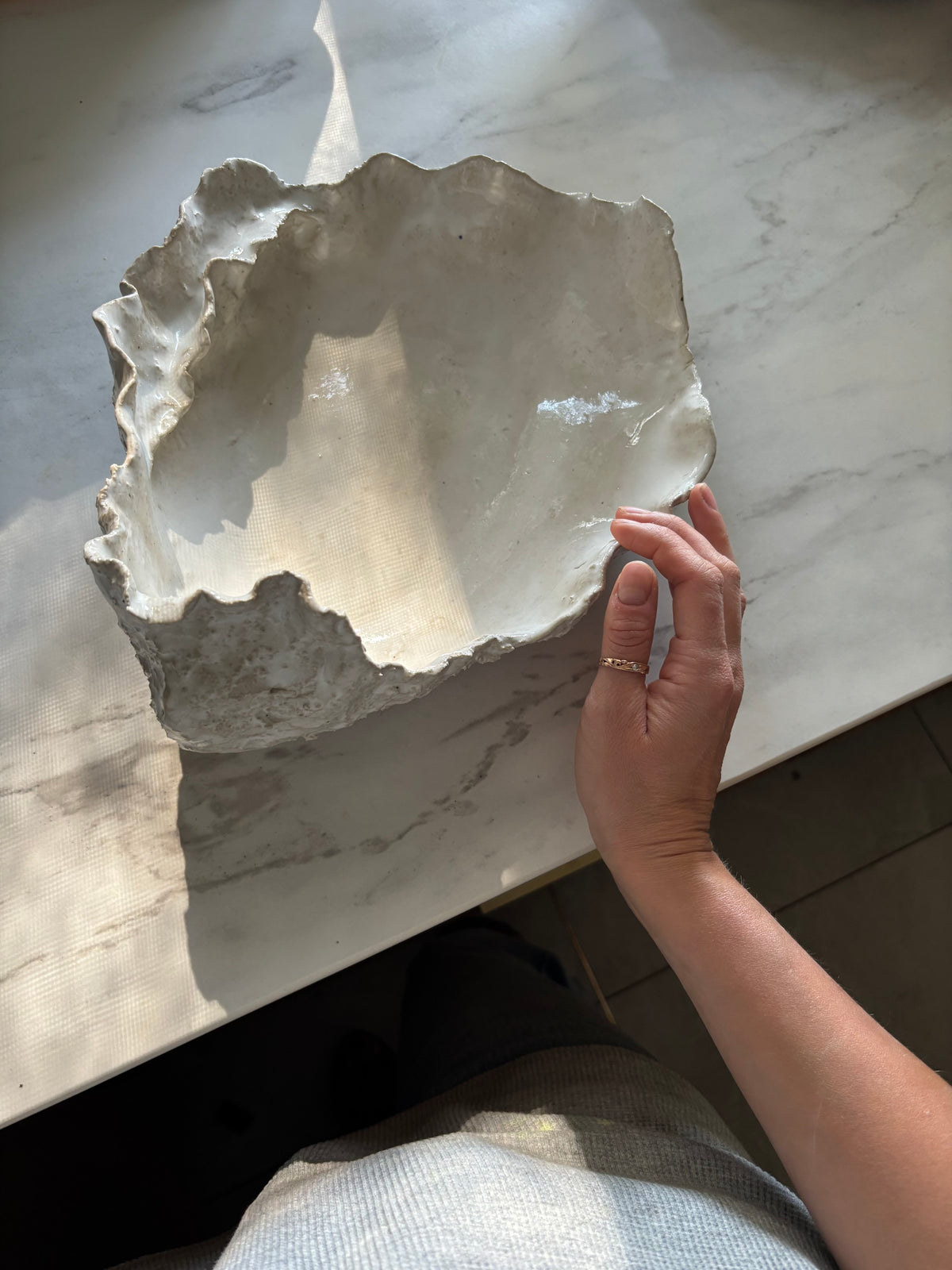 Ceramiczna Patera Ostryga XXL Organic Pearl White