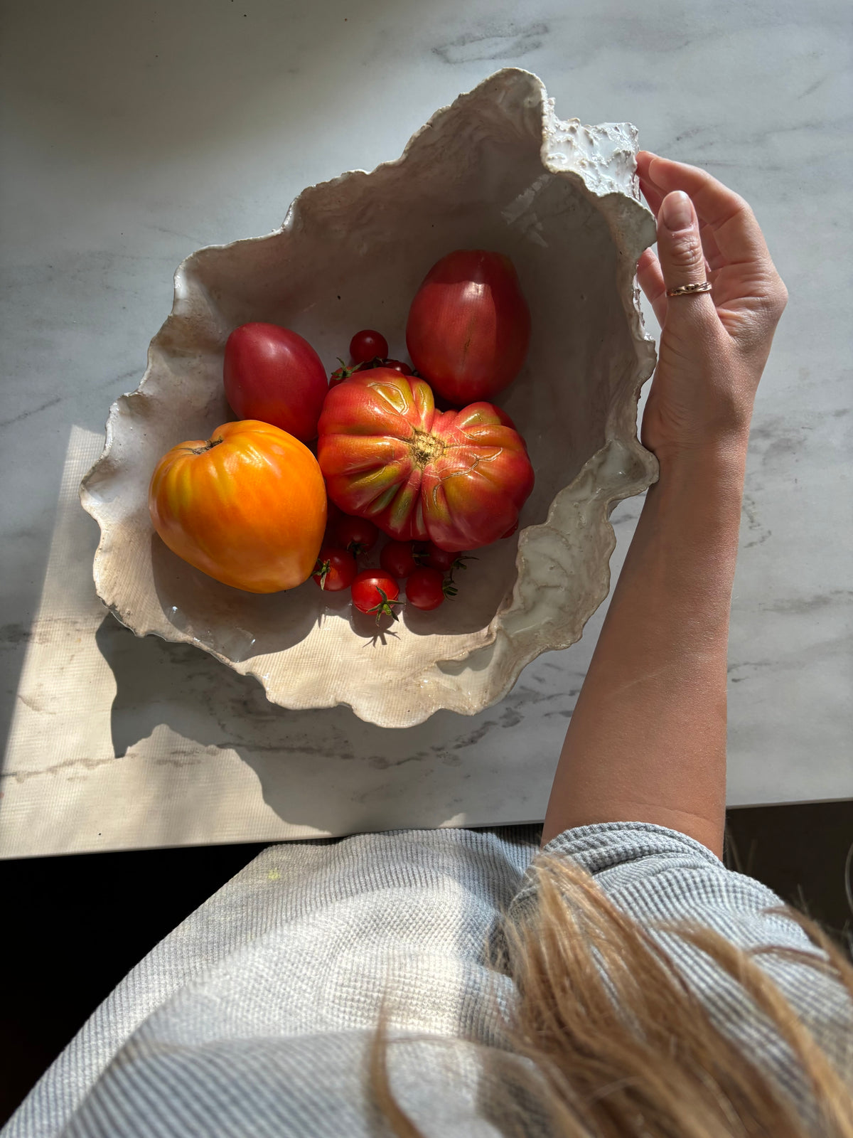 Ceramiczna Patera Ostryga XXL Organic Pearl White
