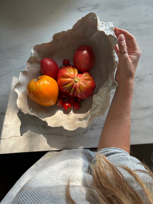 Ceramiczna Patera Ostryga XXL Organic Pearl White
