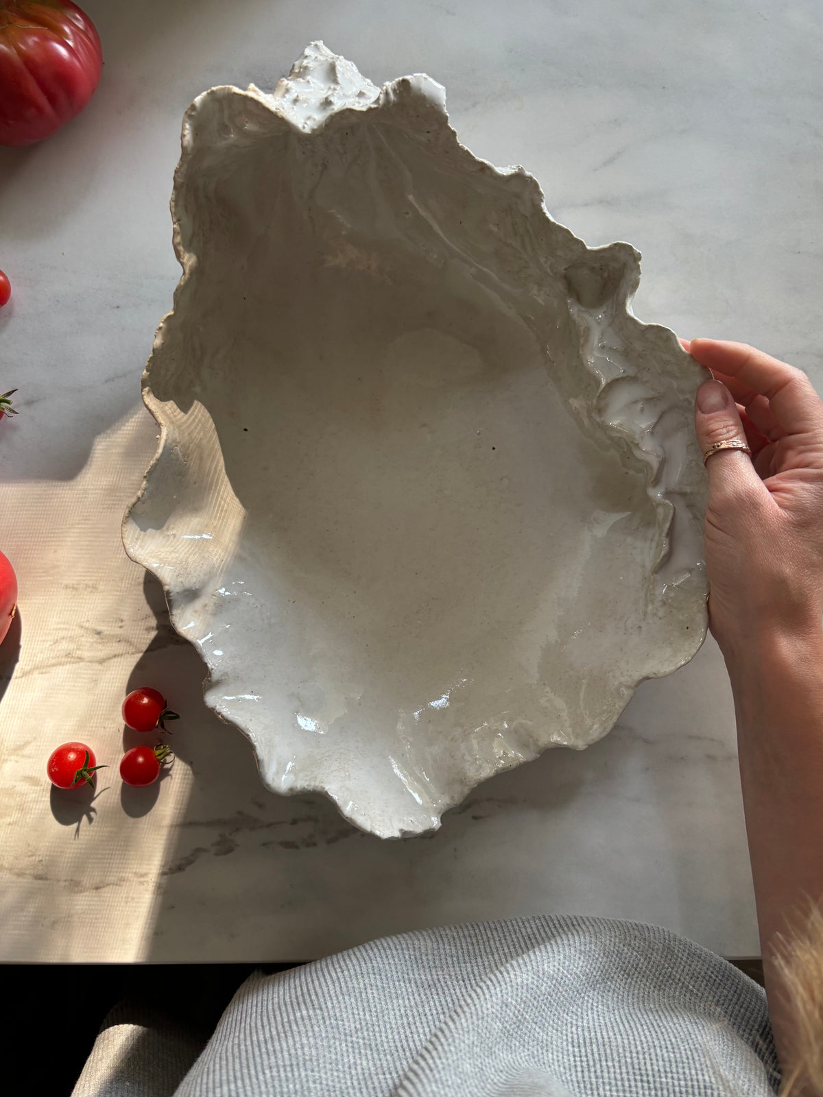 Ceramiczna Patera Ostryga XXL Organic Pearl White
