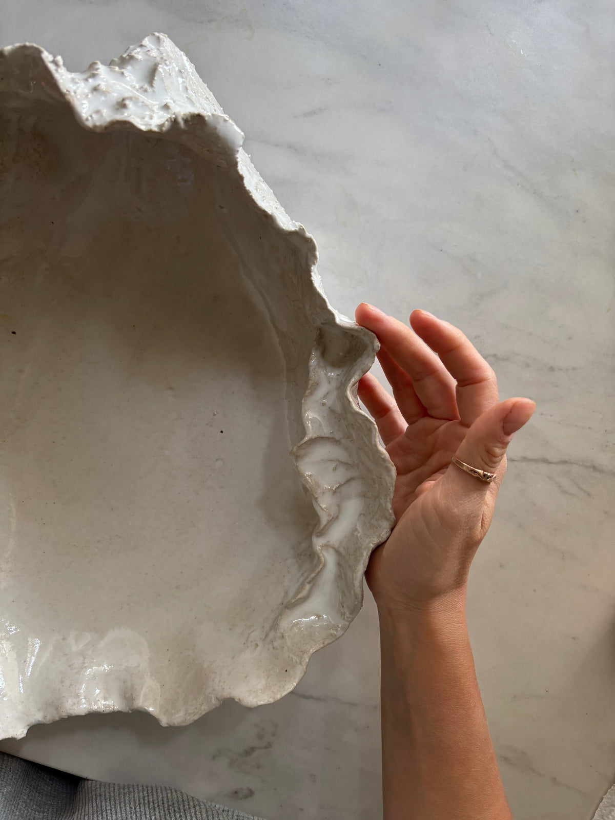 Ceramiczna Patera Ostryga XXL Organic Pearl White