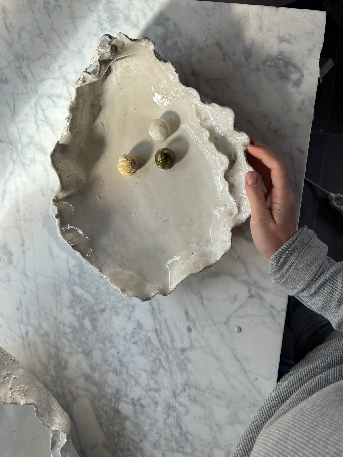 Ceramiczna Patera Ostryga XXL Organic Pearl White