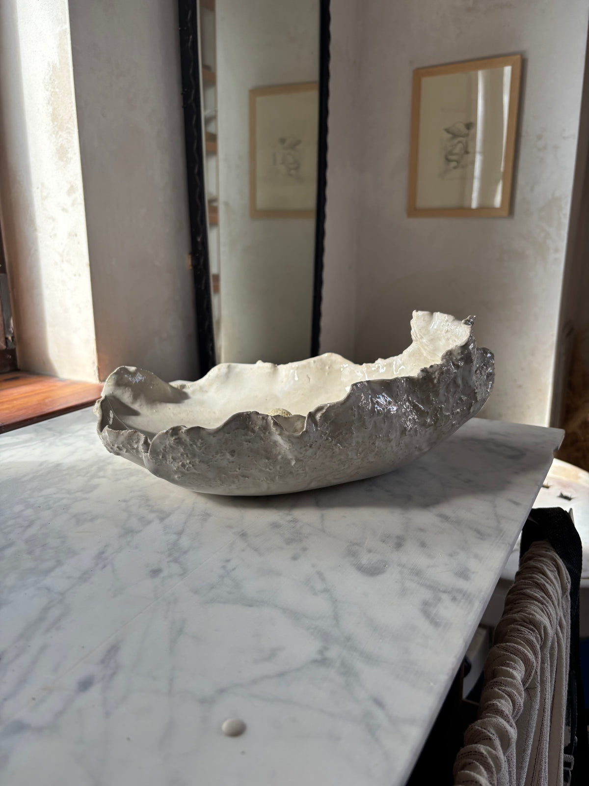 Ceramiczna Patera Ostryga XXL Organic Pearl White
