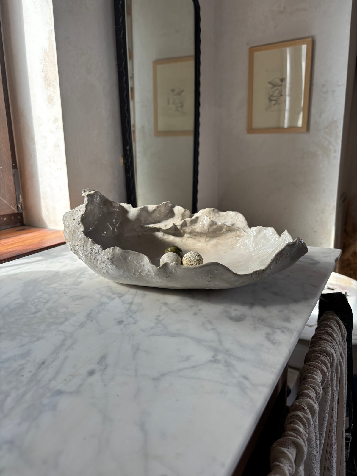 Ceramiczna Patera Ostryga XXL Organic Pearl White