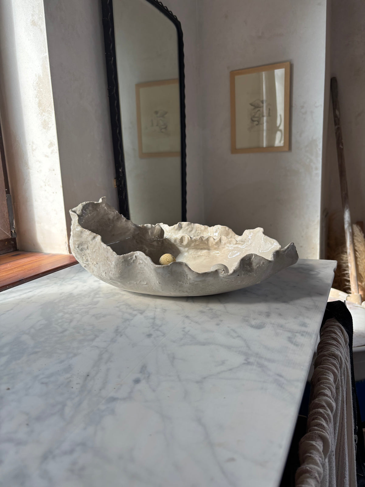 Ceramiczna Patera Ostryga XXL Organic Pearl White