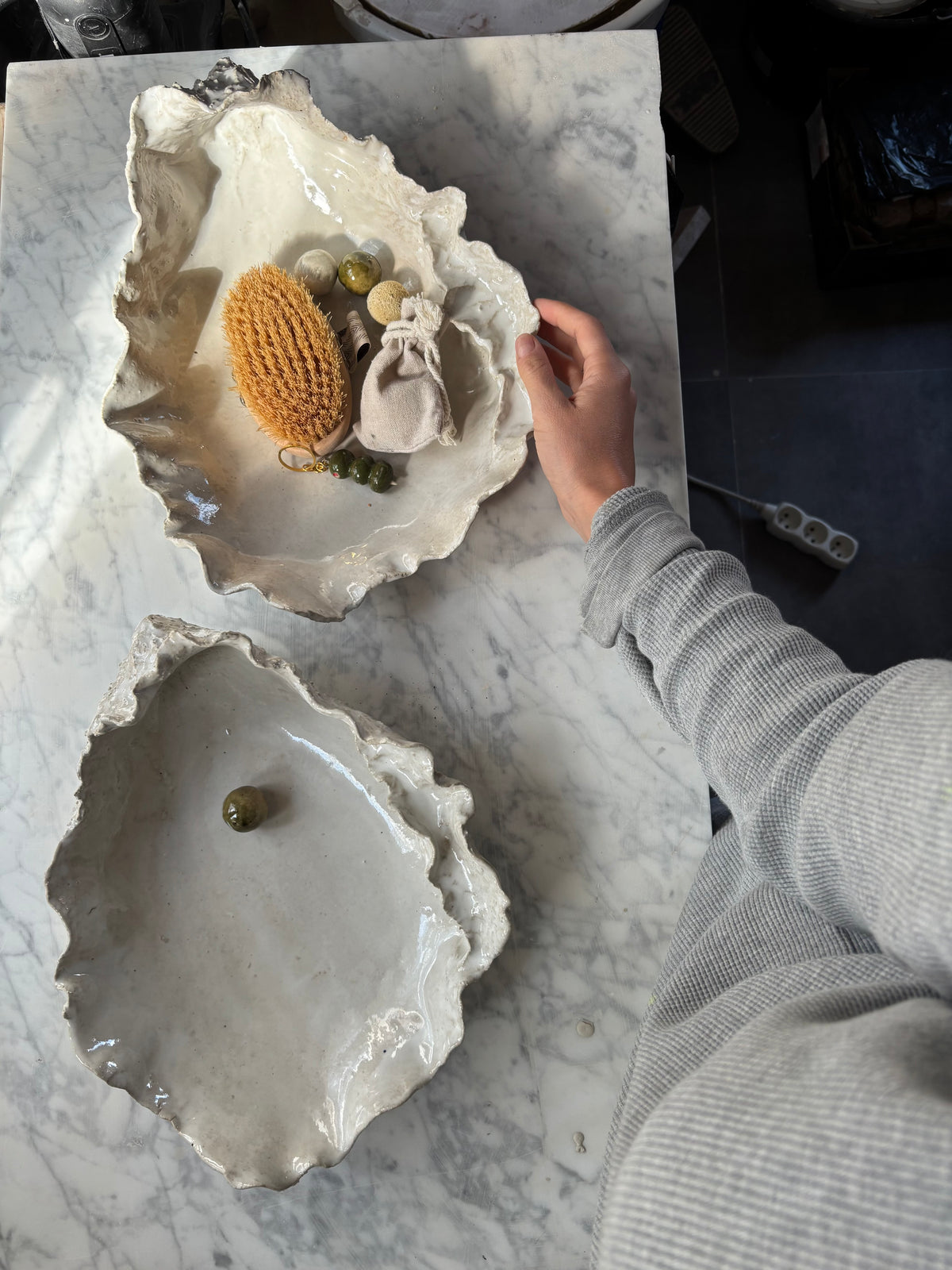 Ceramiczna Patera Ostryga XXL Organic Pearl White