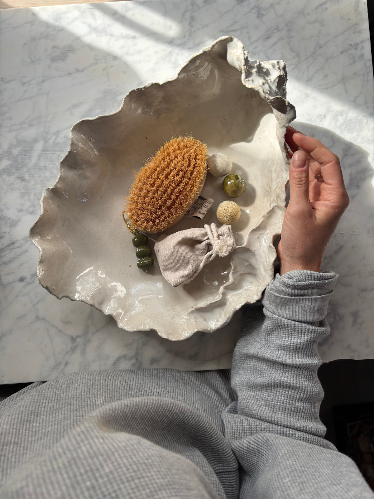 Ceramiczna Patera Ostryga XXL Organic Pearl White