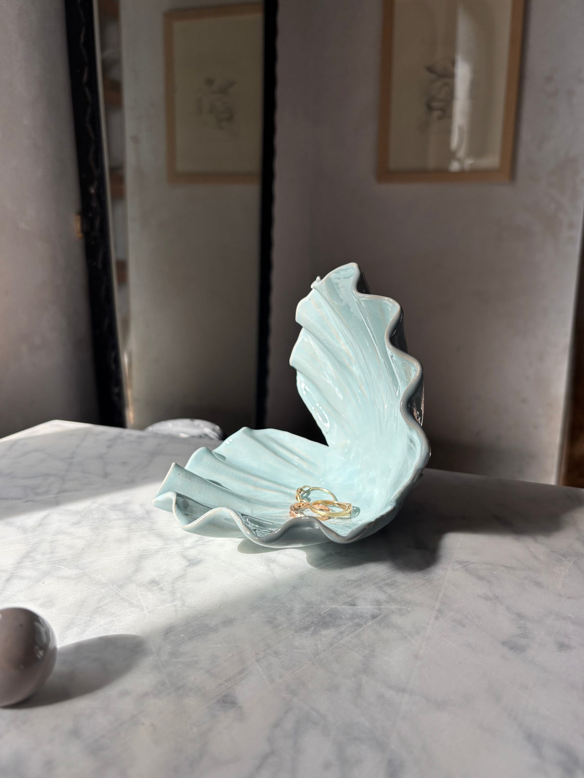 Muszla Skarbiec na Biżuterię z Perłą Baby Blue