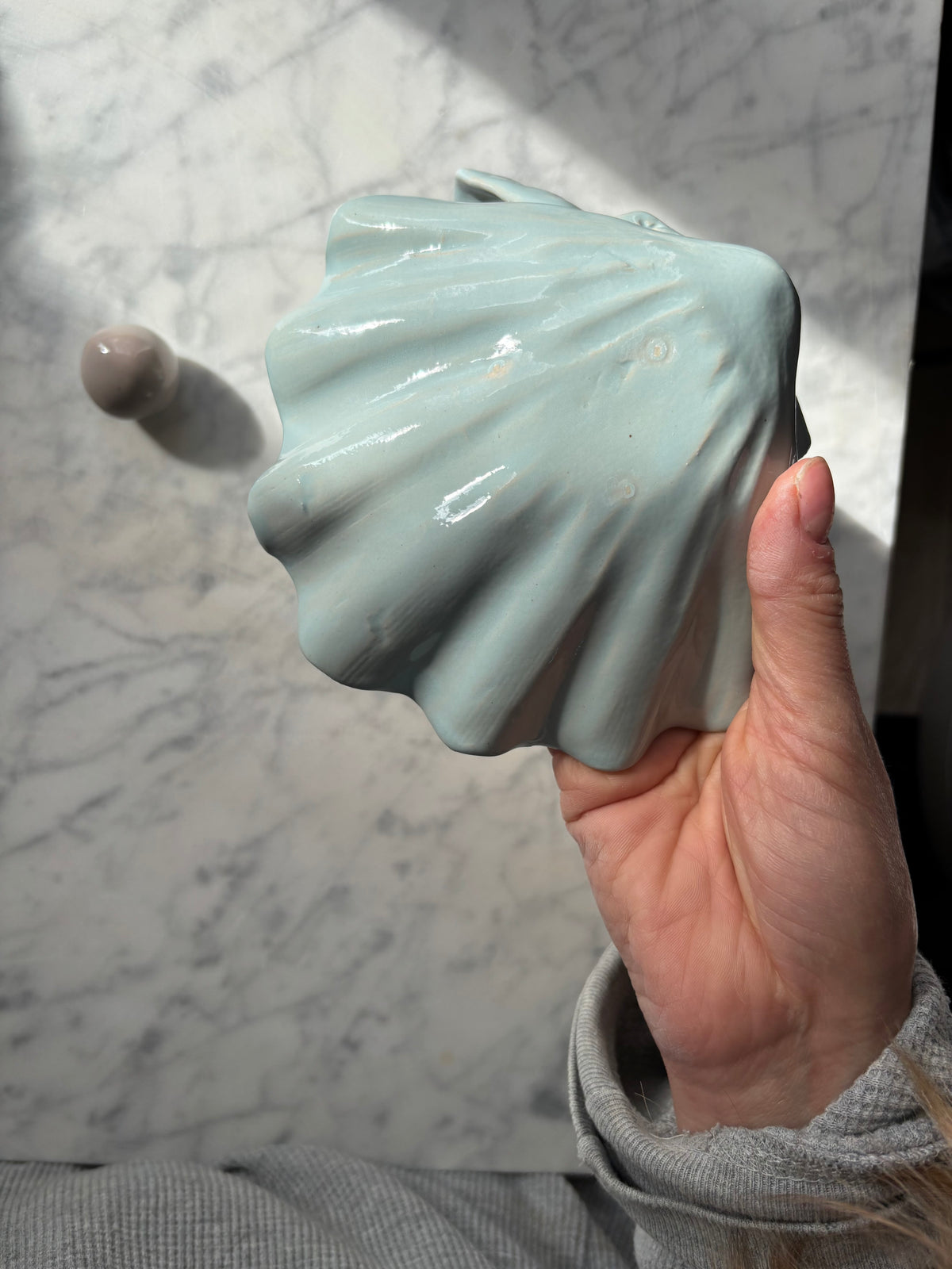 Muszla Skarbiec na Biżuterię z Perłą Baby Blue