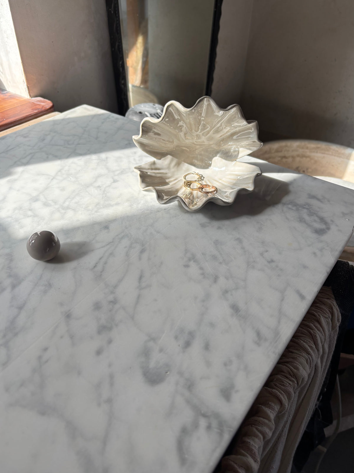 Muszla Skarbiec na Biżuterię z Perłą Pearl White
