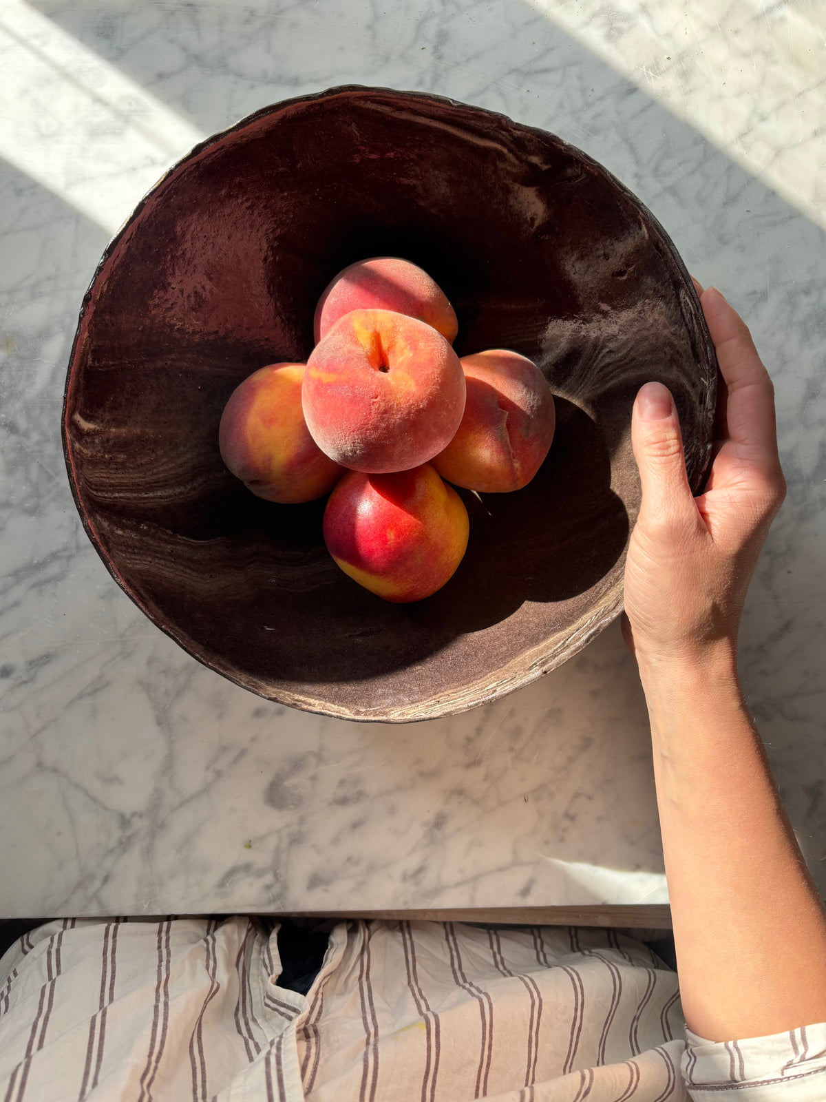 Ceramiczna Okrągła Misa na Sałaty XL Marble Effect