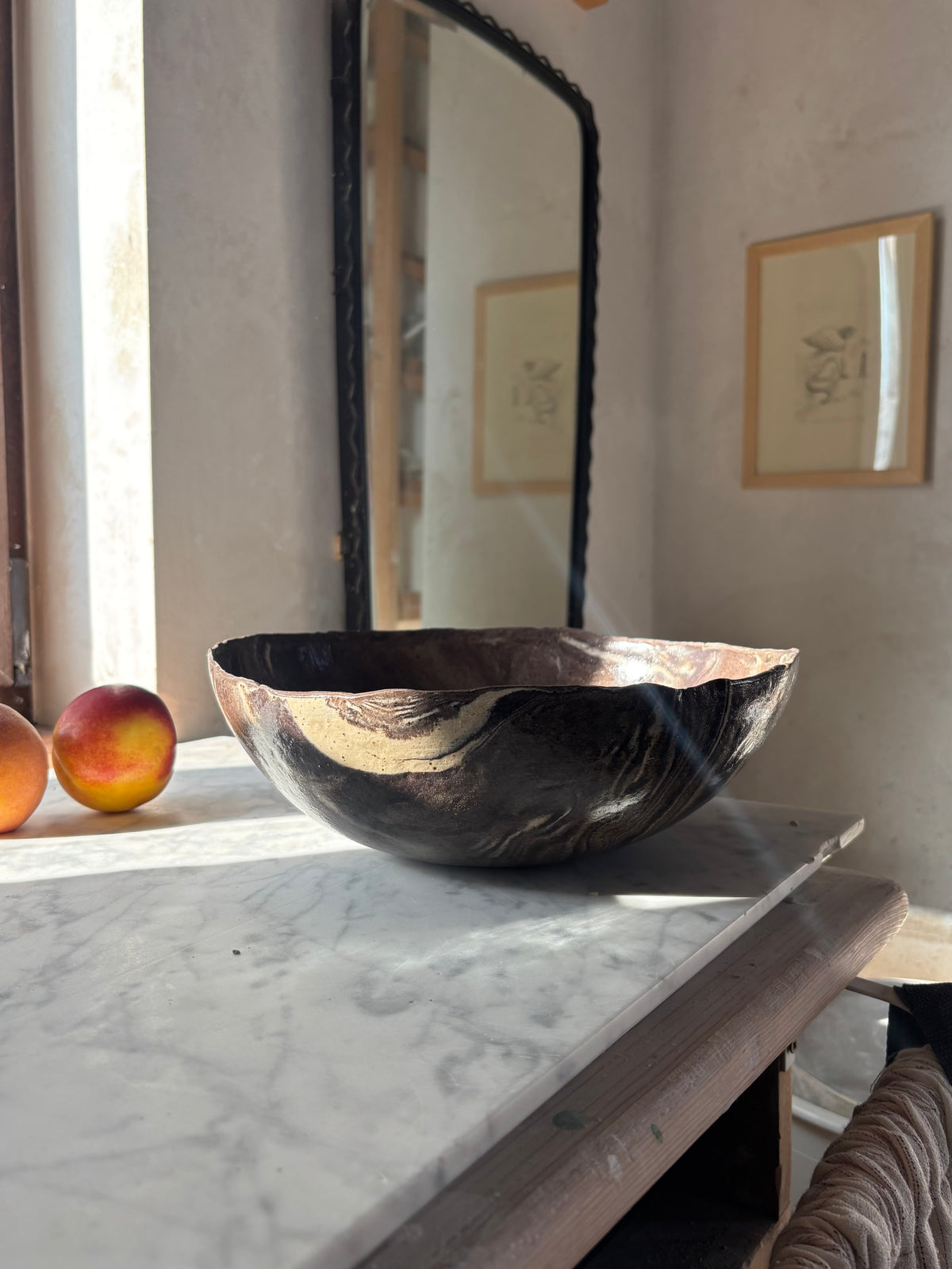 Ceramiczna Okrągła Misa na Sałaty XL Marble Effect