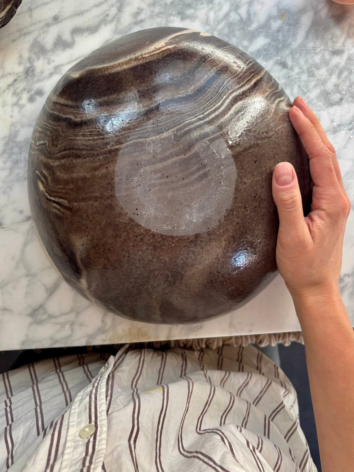 Ceramiczna Okrągła Misa na Sałaty XL Marble Effect