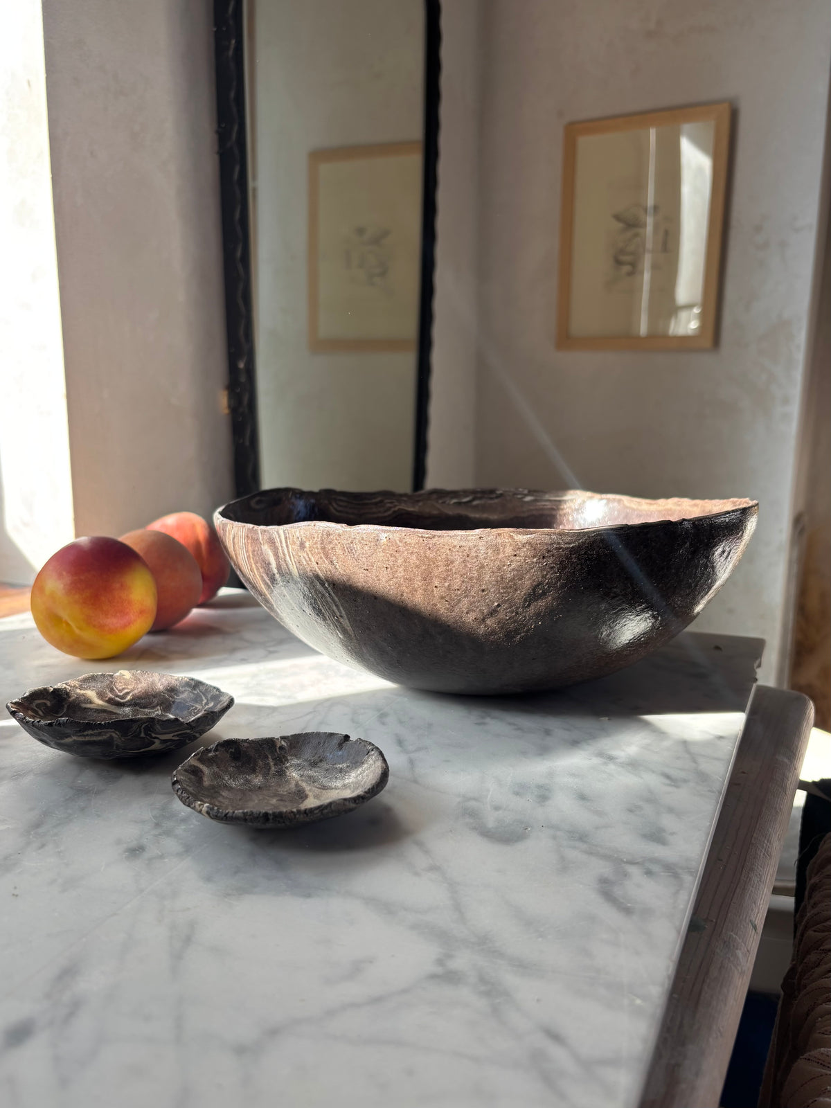 Ceramiczna Okrągła Misa na Sałaty XL Marble Effect
