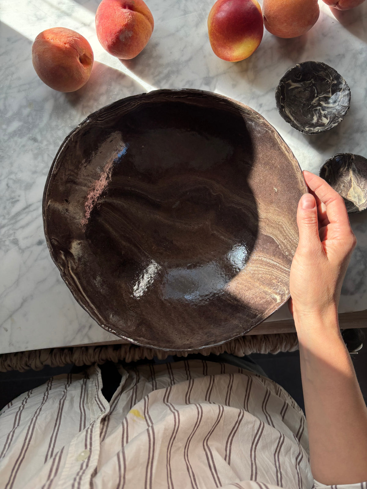 Ceramiczna Okrągła Misa na Sałaty XL Marble Effect