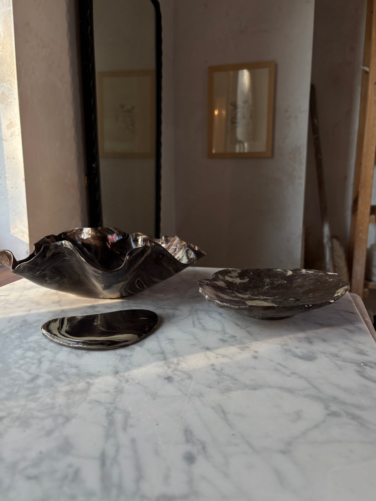 Ceramiczny Zestaw 3 misek na Przekąski Marble Effect