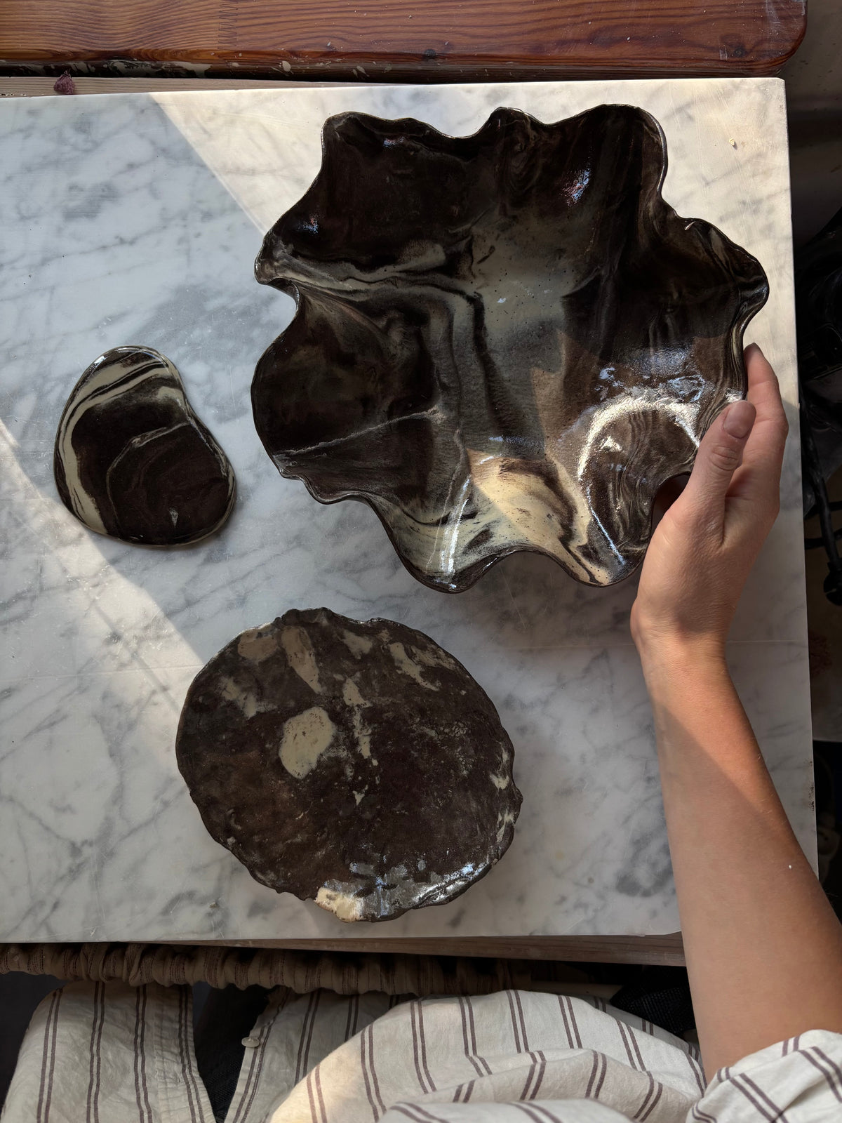 Ceramiczny Zestaw 3 misek na Przekąski Marble Effect