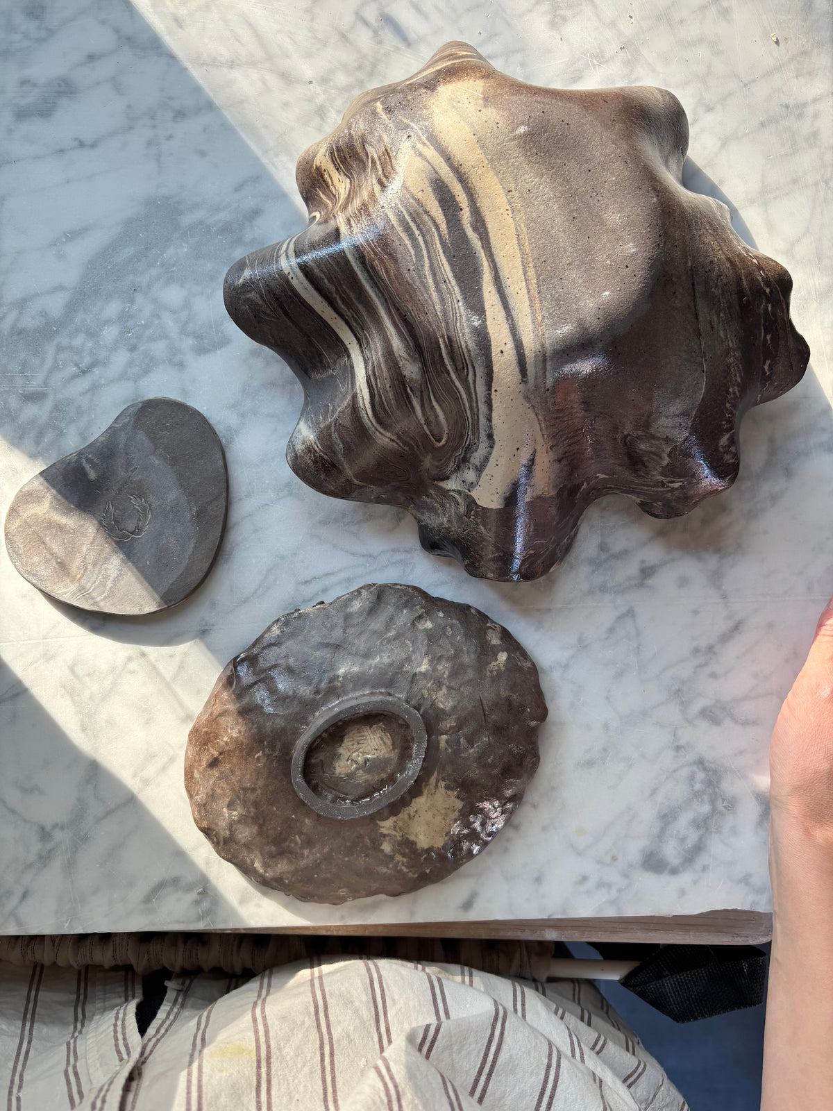 Ceramiczny Zestaw 3 misek na Przekąski Marble Effect