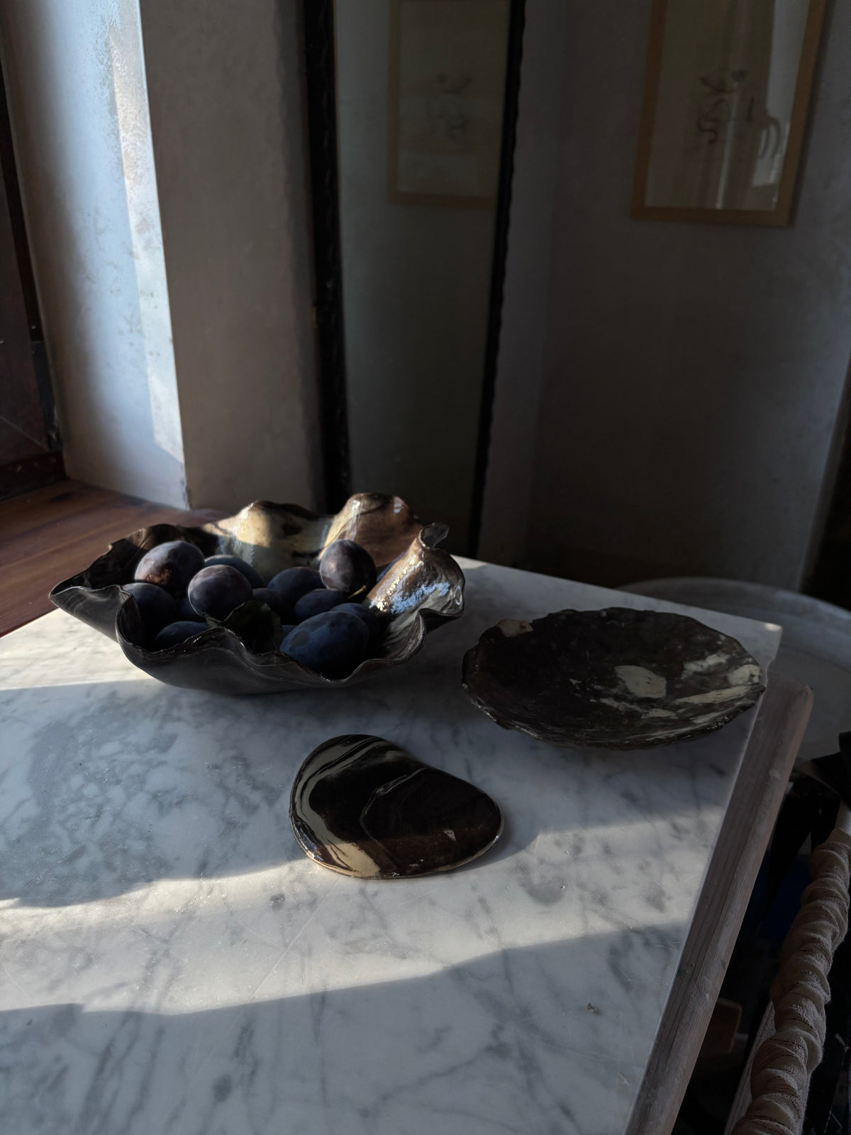 Ceramiczny Zestaw 3 misek na Przekąski Marble Effect
